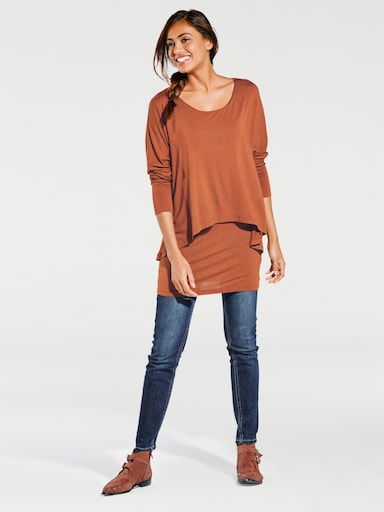 heine Rundhalsshirt mit Fledermaus-Ärmeln - papaya