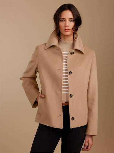 Manisa Wolljacke in Velours-Qualität - camel-meliert