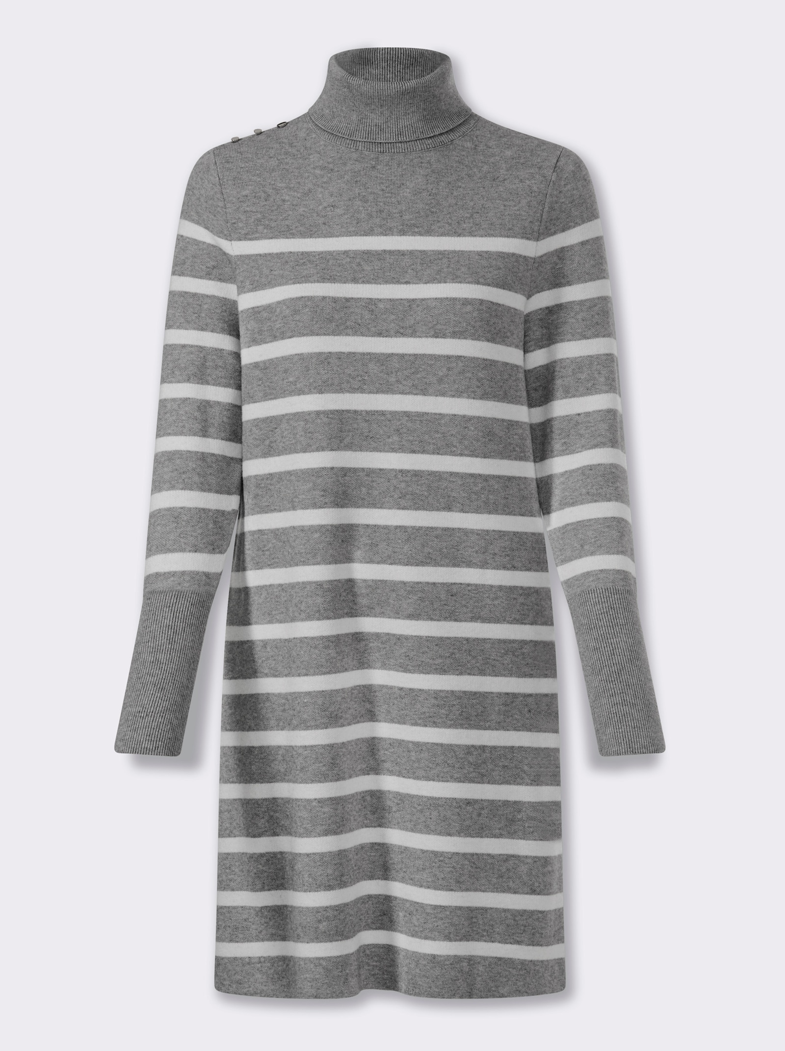 heine Strickkleid mit Ringelmuster - grau-ecru-gestreift