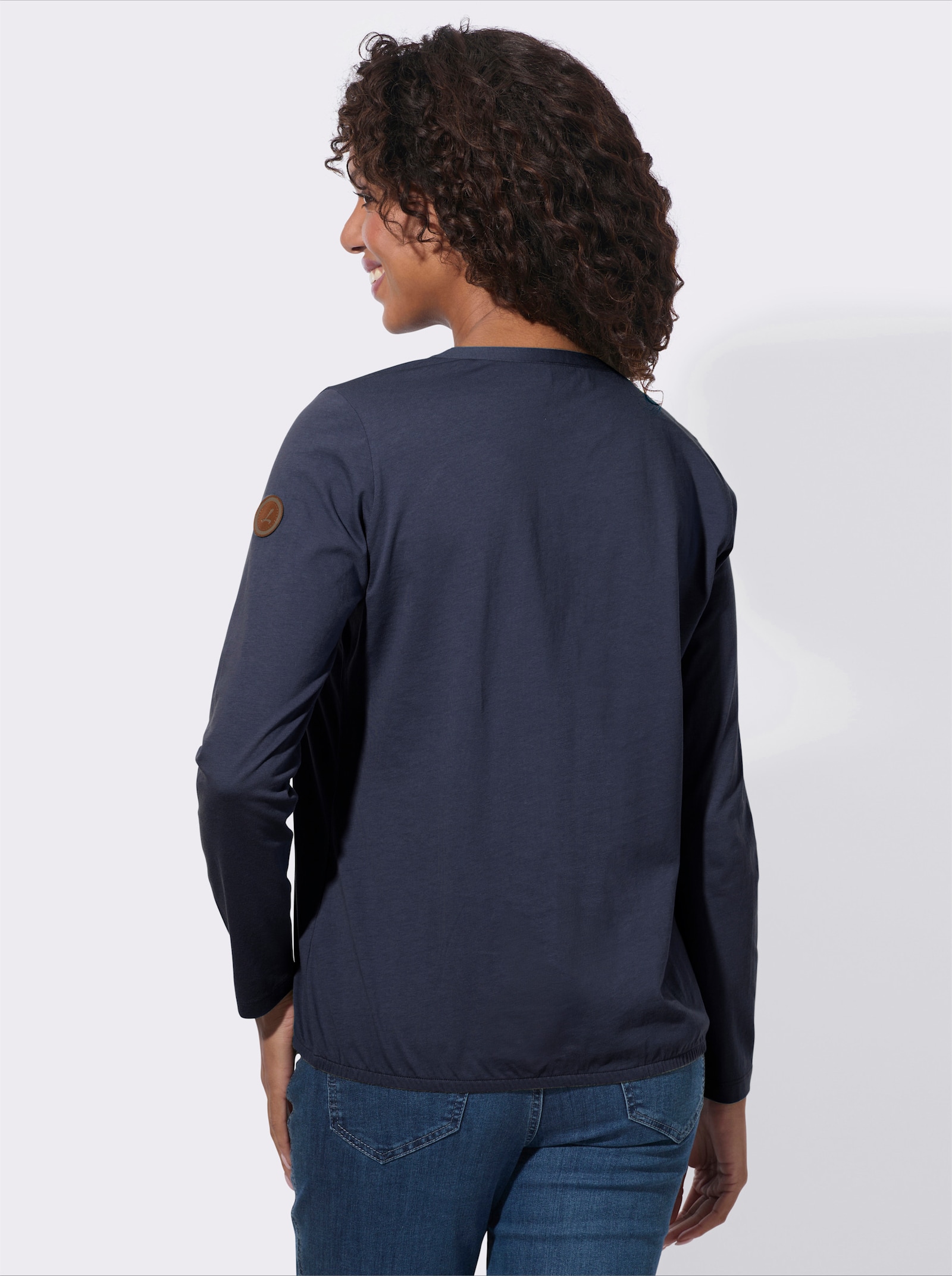 Langarmshirt mit elastischem Saum - marine