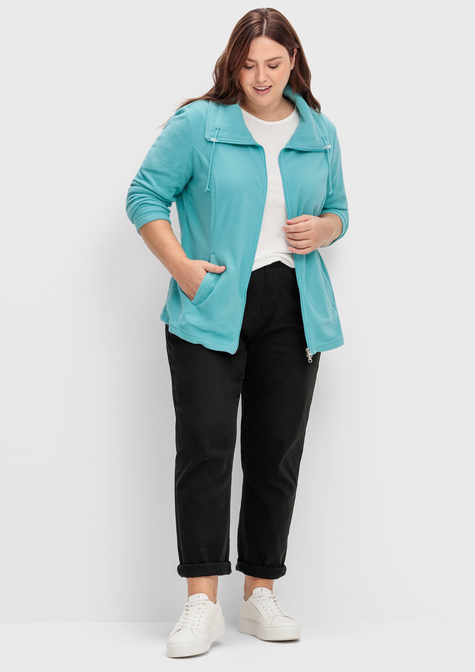 Fleecejacke mit 2-Wege-Reißverschluss - aqua