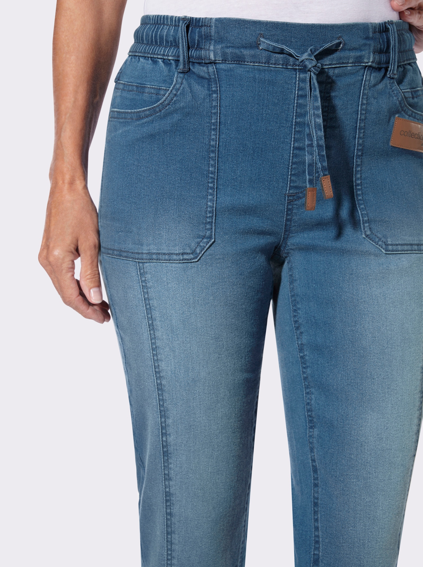 7/8-Jeans mit bequemem Schlupfbund - blue-stone-washed