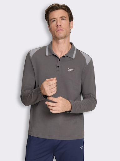 Catamaran Sports Langarm-Poloshirt mit Jacquard-Einsätzen - anthrazit