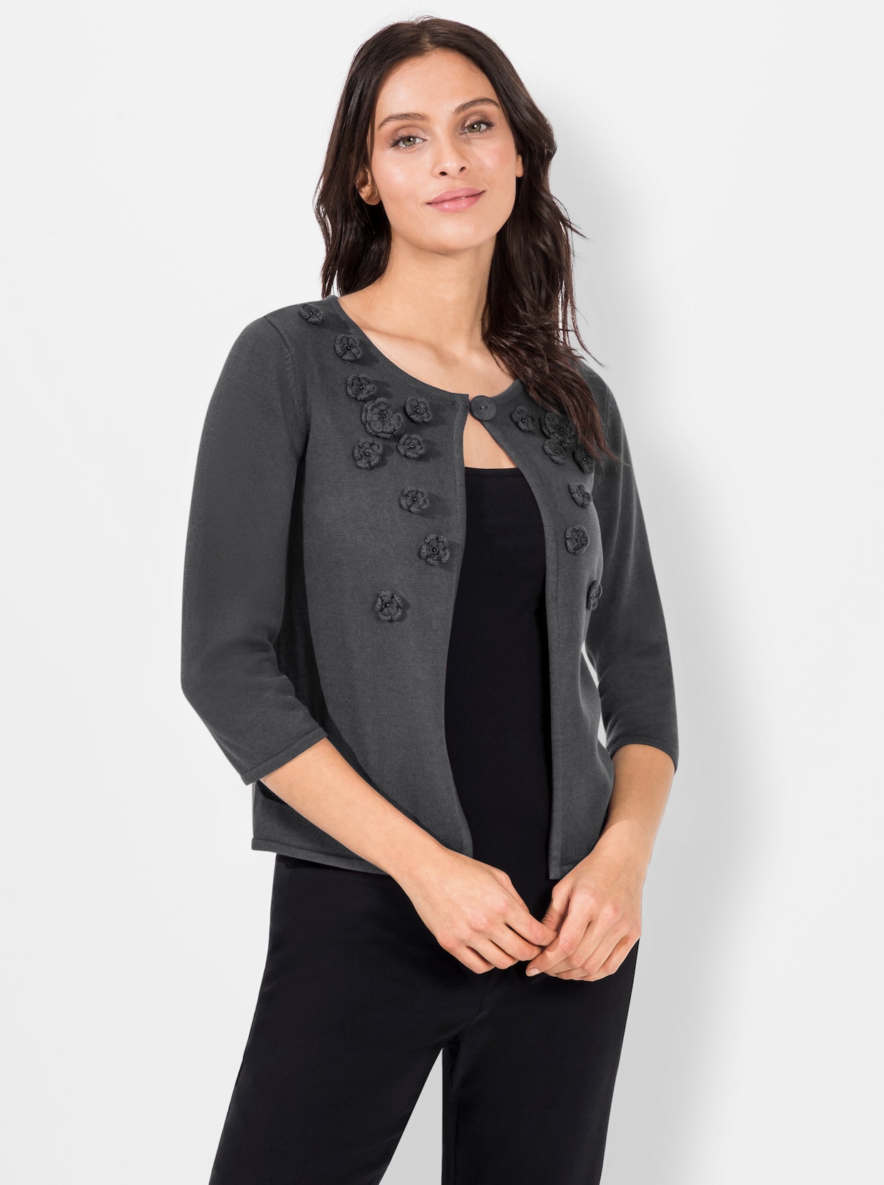 Strickjacke - graphit-meliert