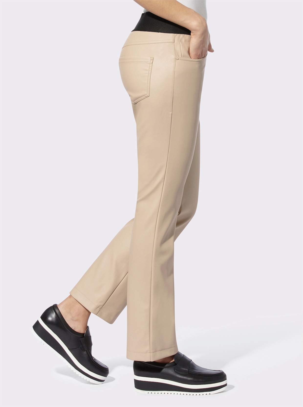 heine Broek van imitatieleer - beige