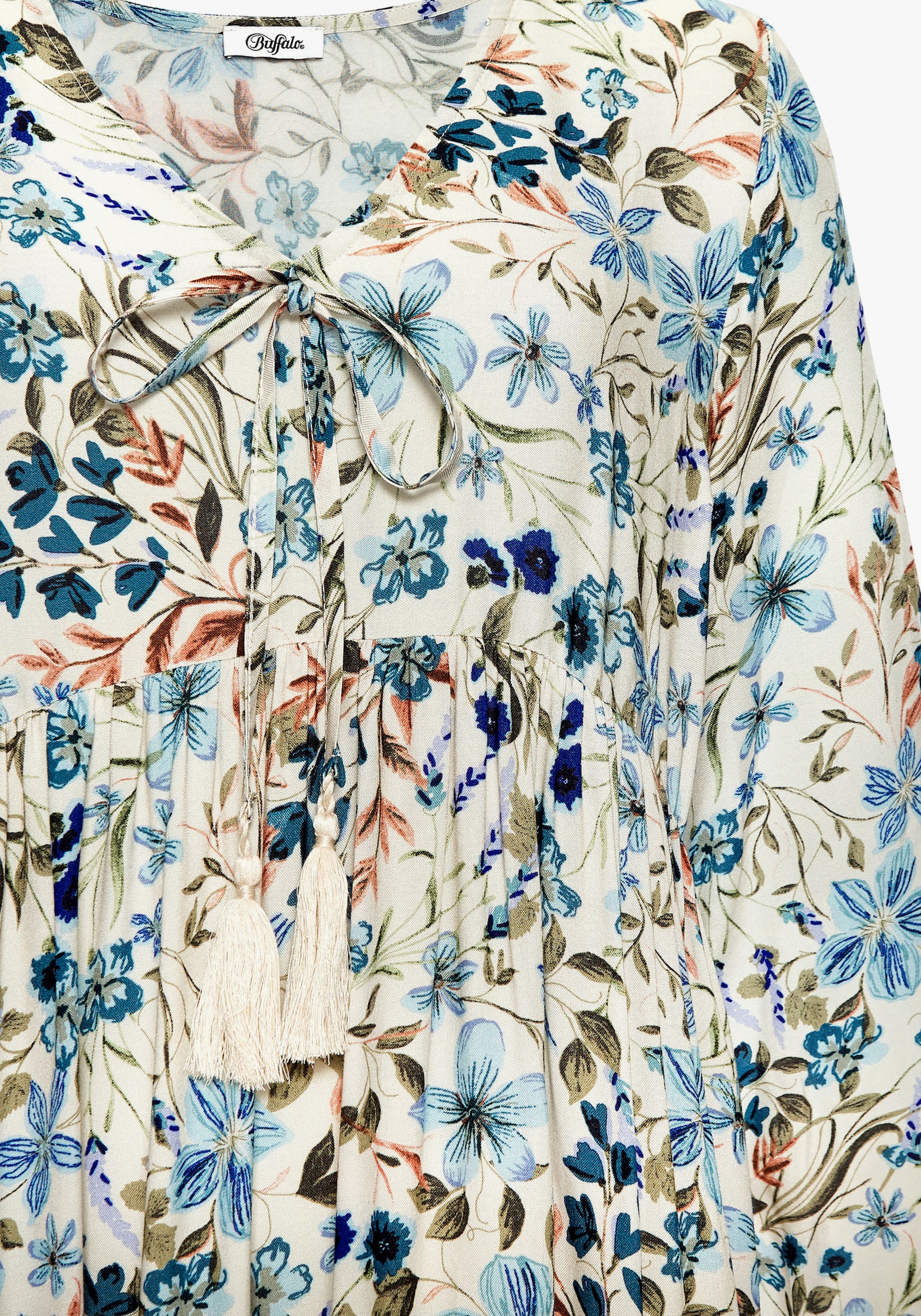 Buffalo Tunikakleid - creme-blau bedruckt