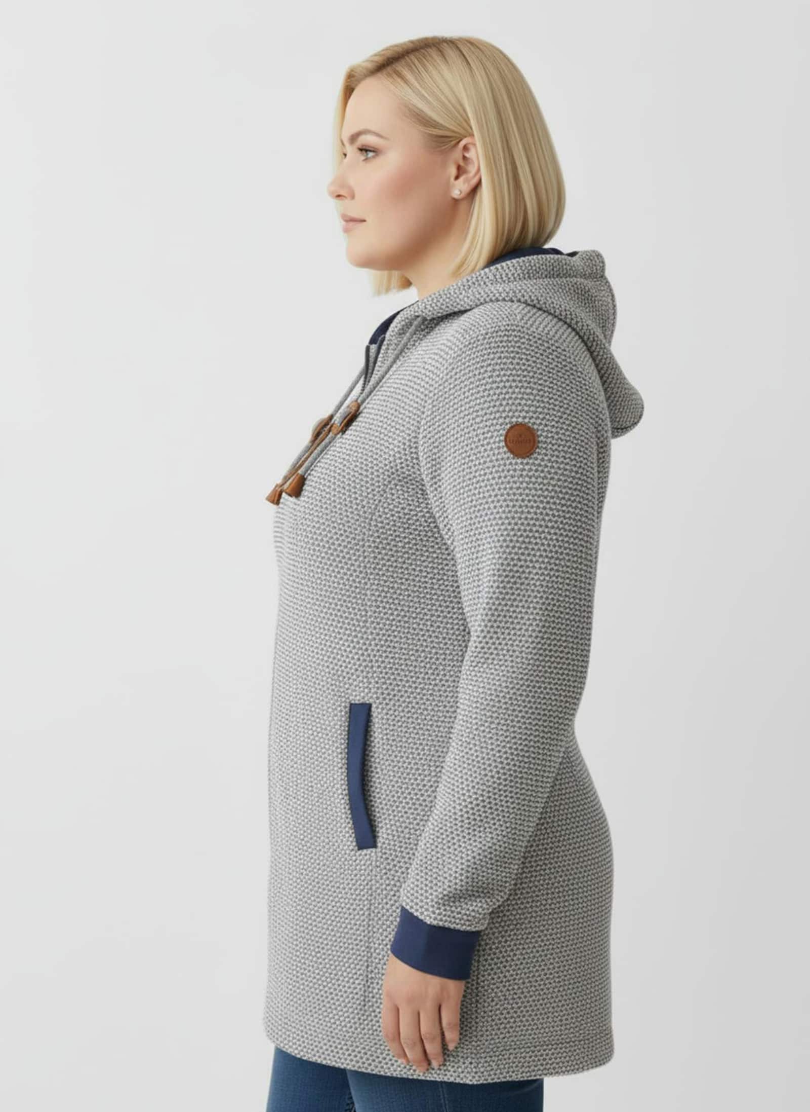 Sweatjacke mit Kapuze - steingrau-rauchblau