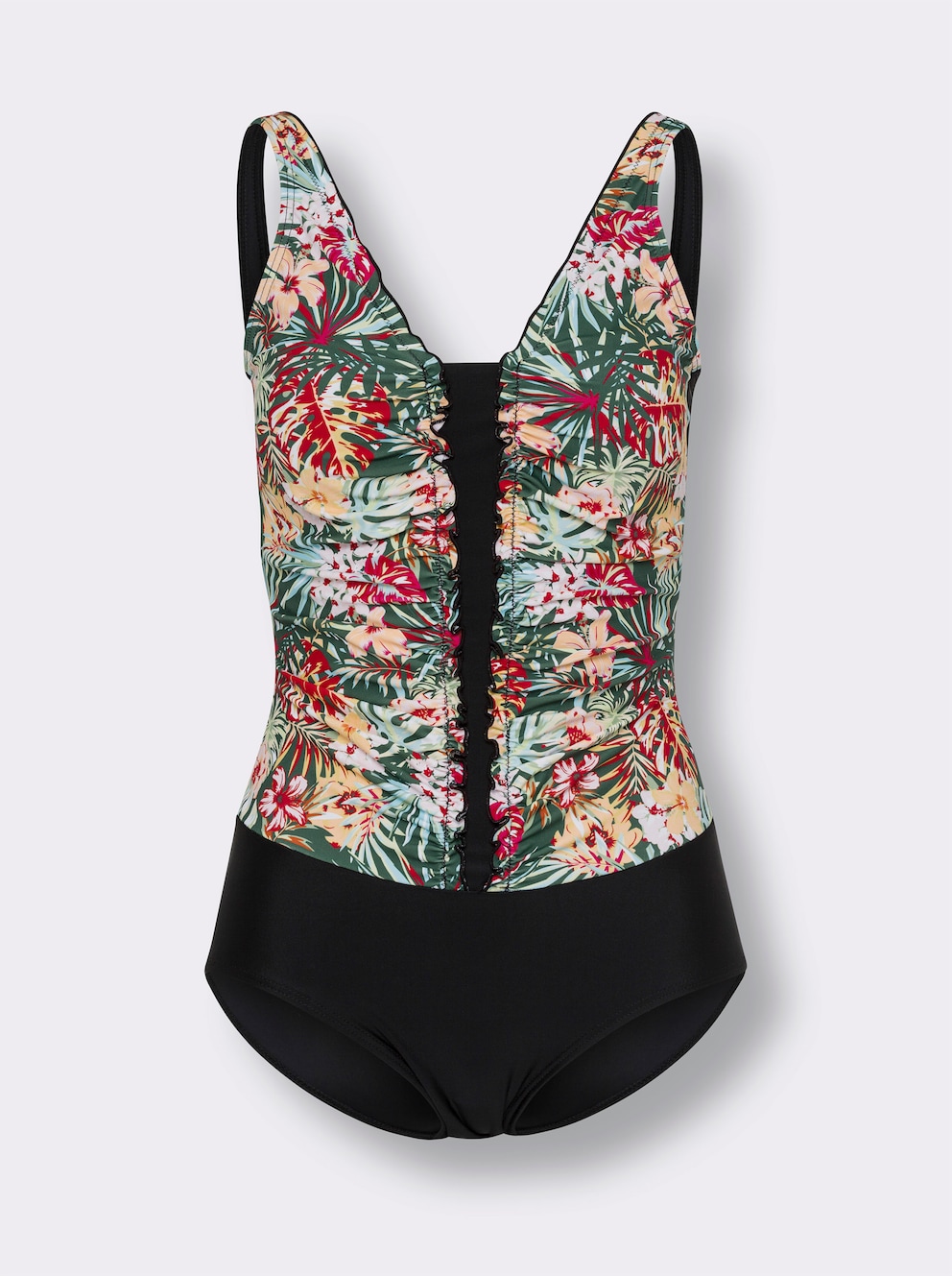 Badpak voor dames, buikweg dames, vintage, bloemenprint, eendelig badpak, ruches, rugvrij, badpakken met beweegbare borstkussens, tweedelig badpak en wikkelrok, 2 stuks, A5-rood, M
