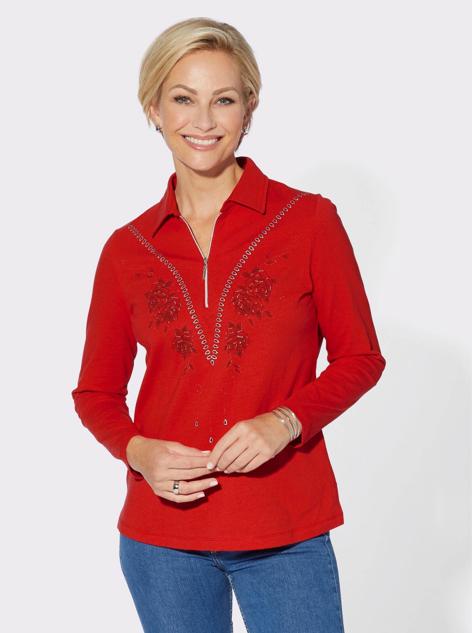 Poloshirt in formstabilem Interlock - rot