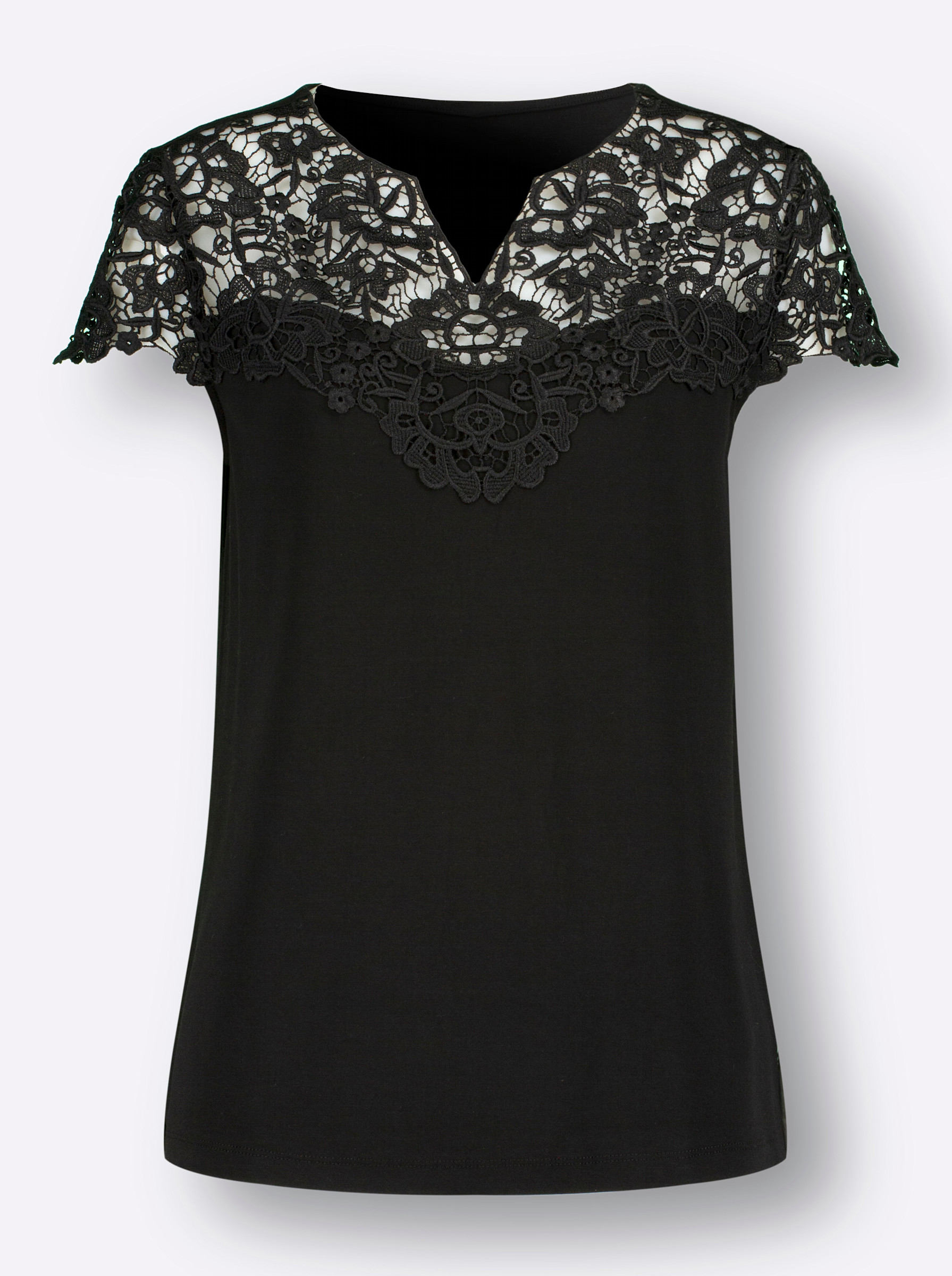 Spitzenshirt mit Flügelärmeln in schwarz | Witt