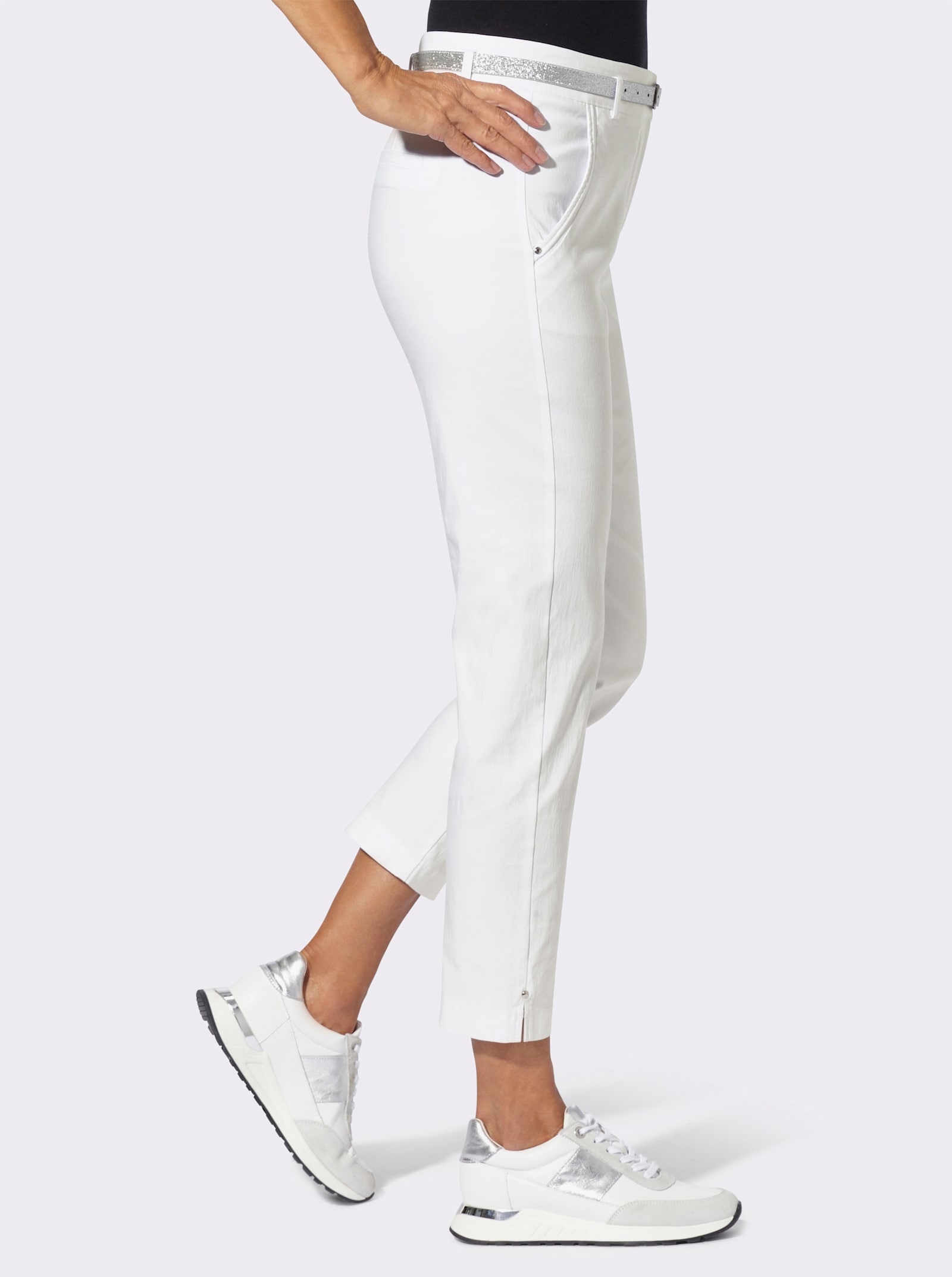 7/8 džínsy + opasok - biela