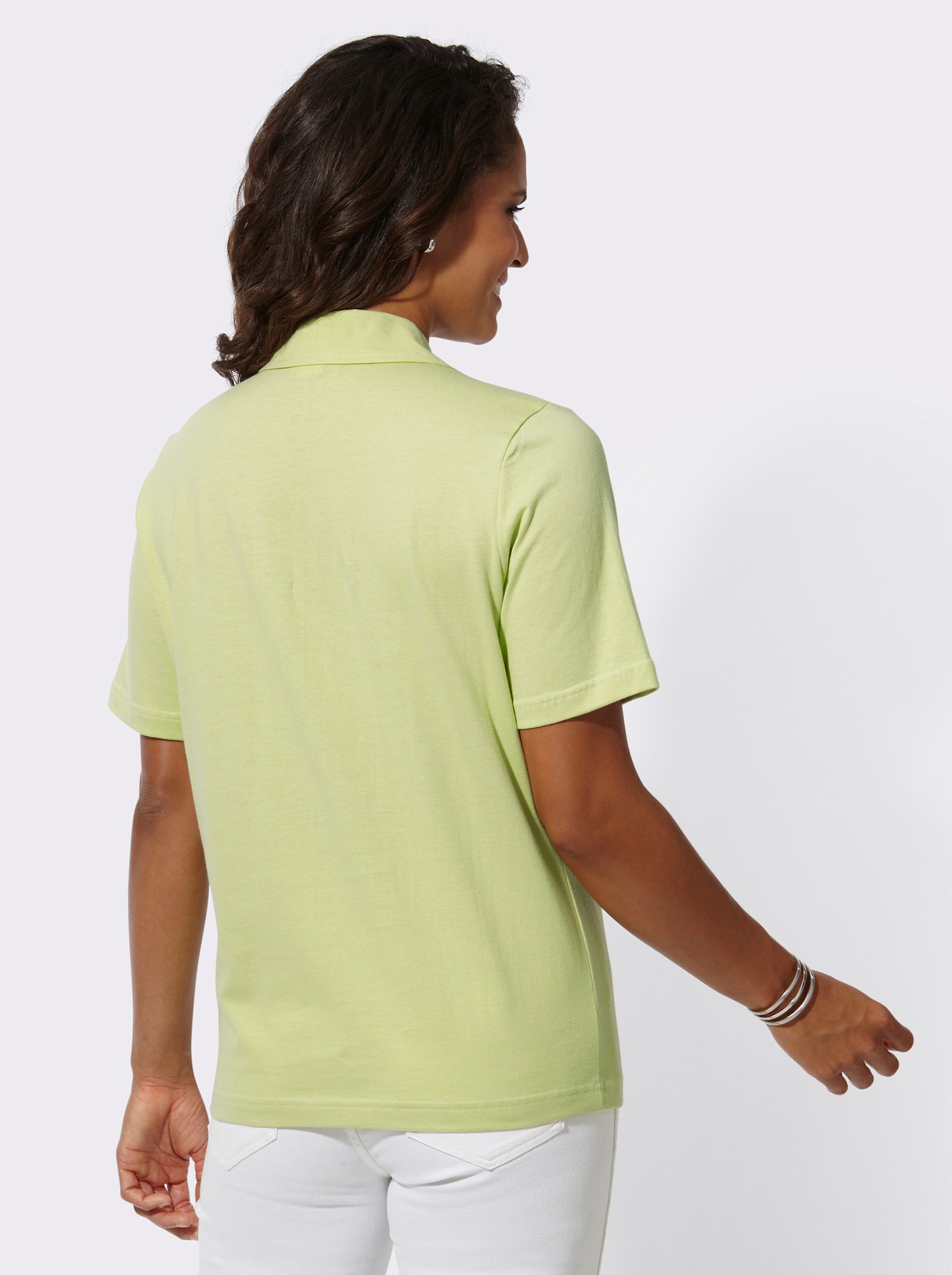 Poloshirt met sierbiezen - pistache