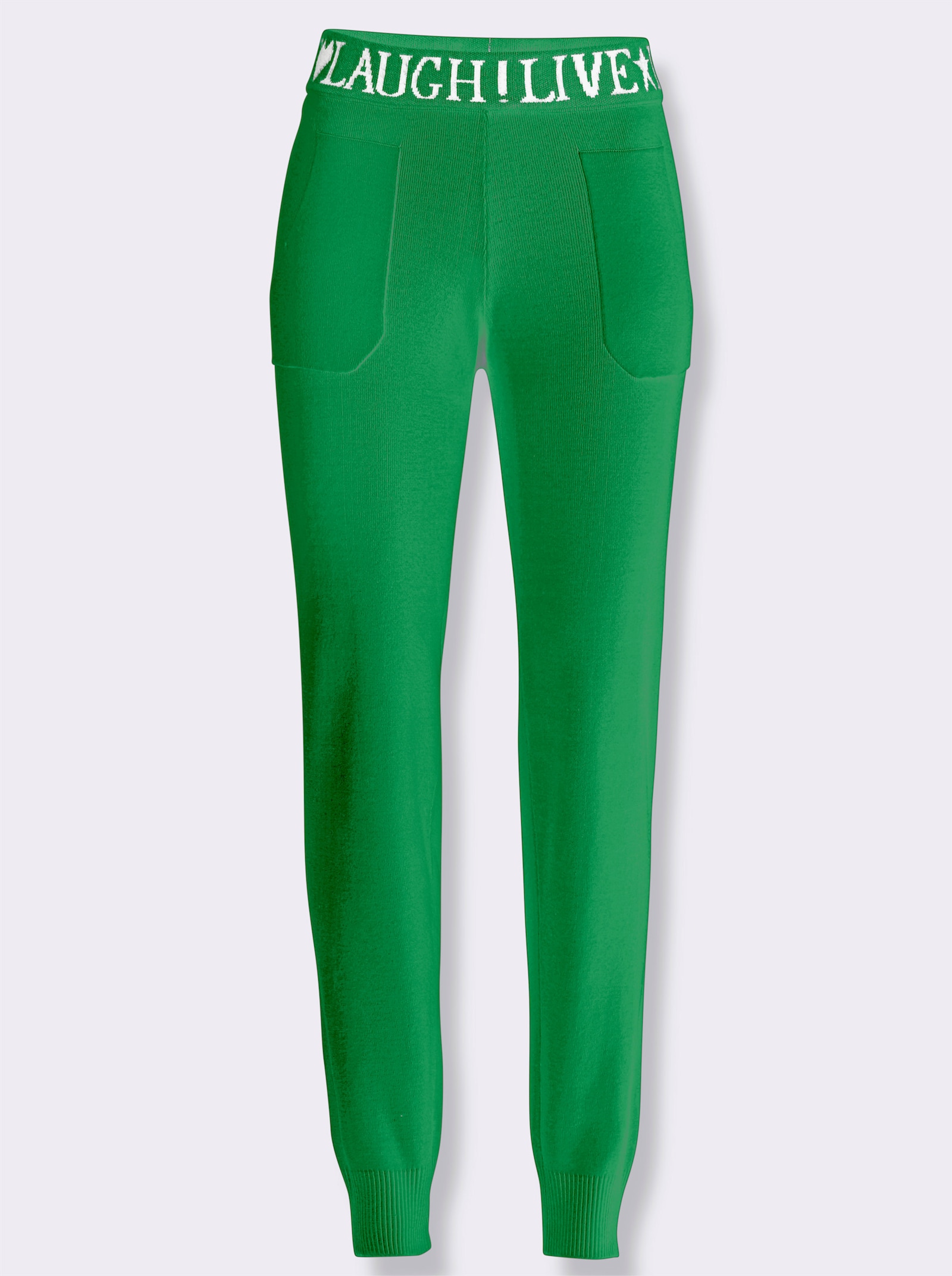 heine Strickhose mit Schriftzug - grasgrün