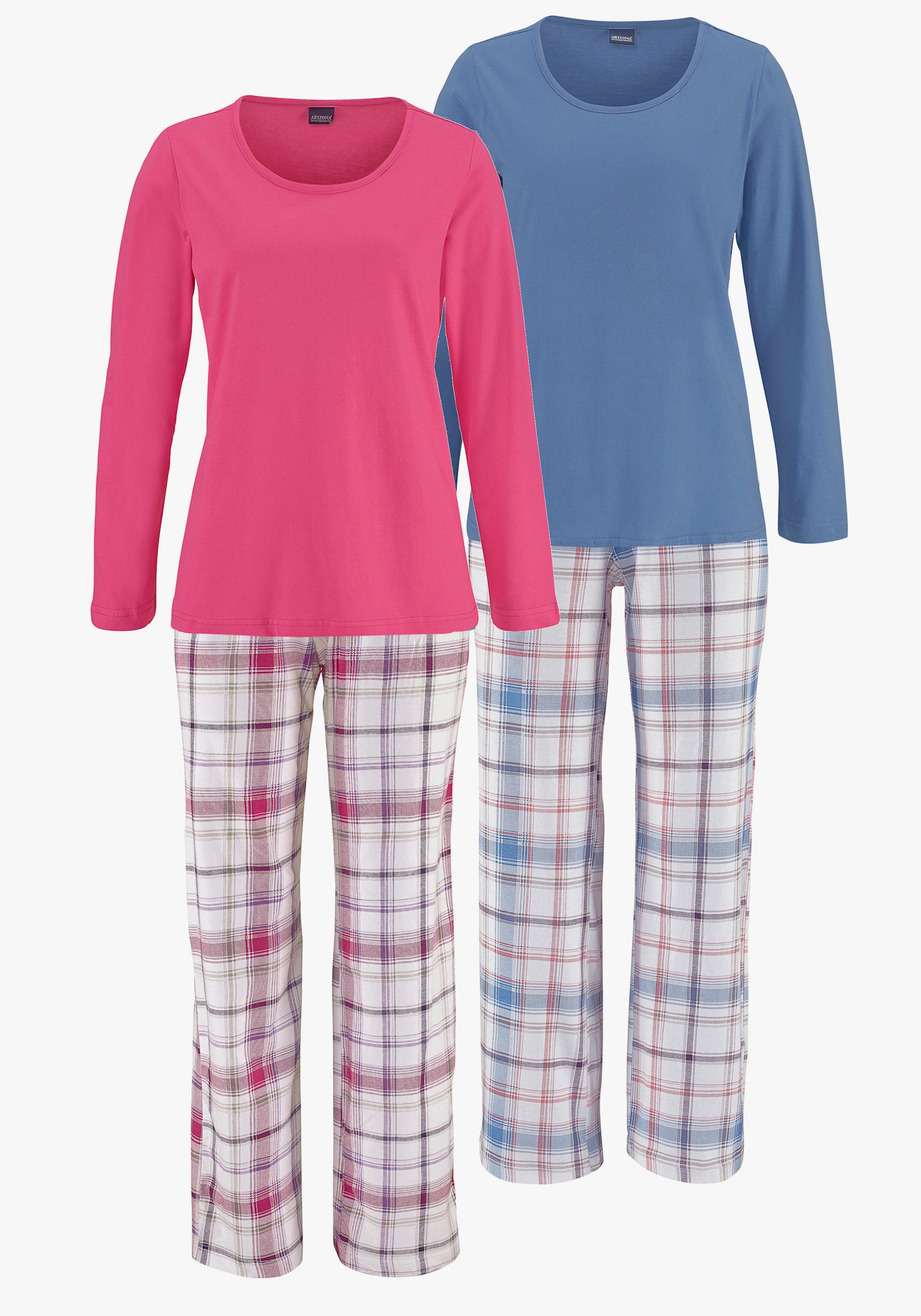 Arizona Schlafanzug - blau kariert+ pink kariert