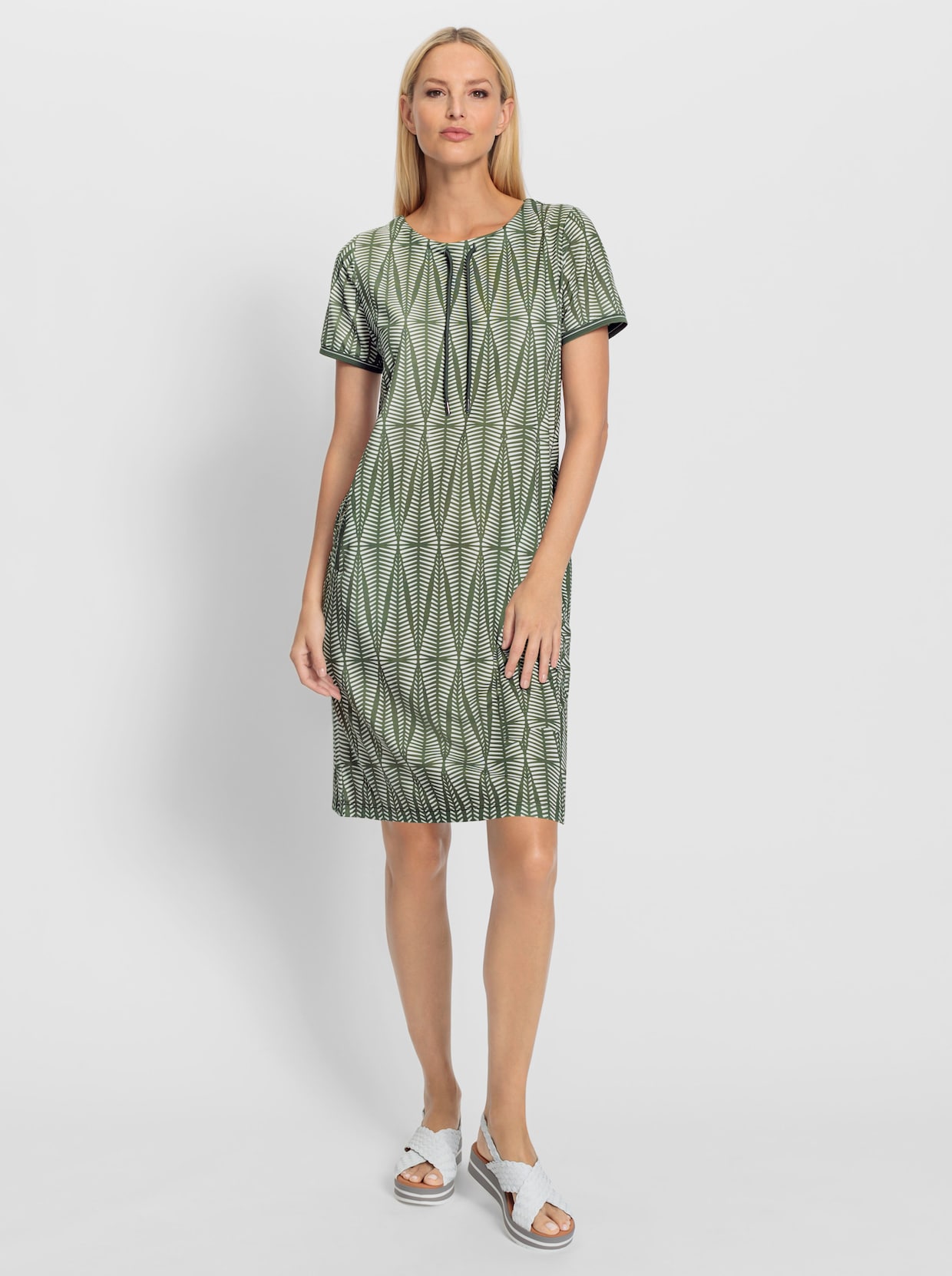 heine Robe en jersey - kaki-écru imprimé