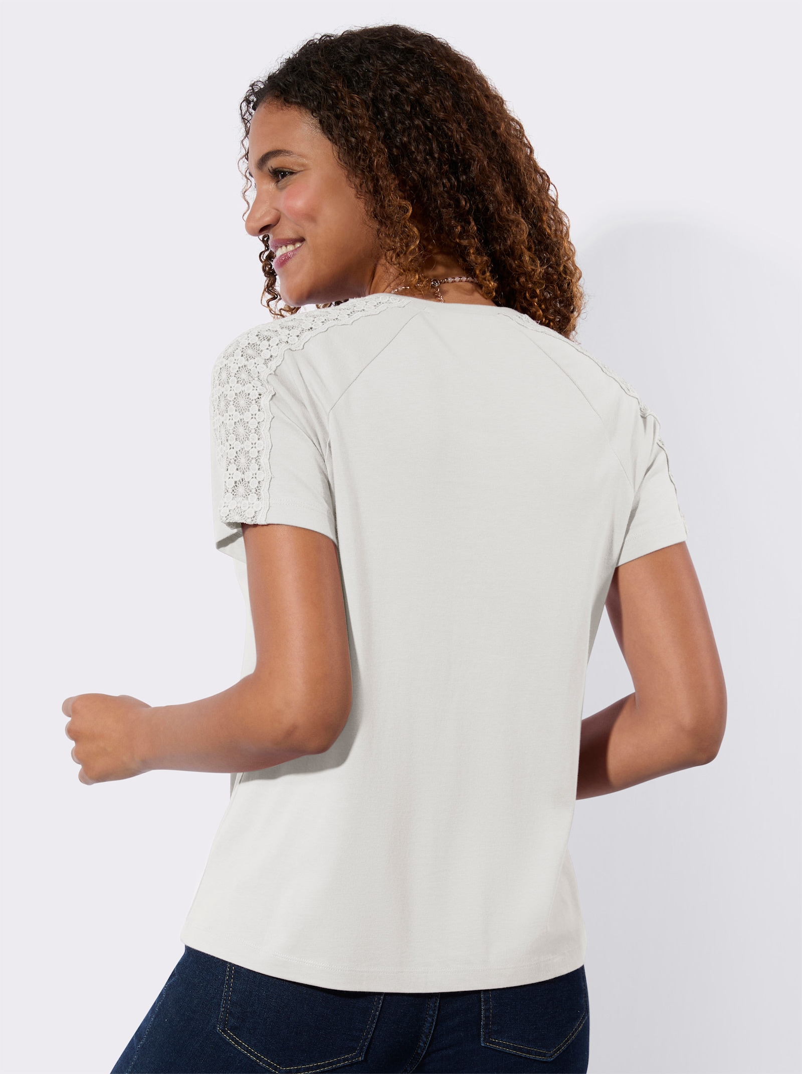 Shirt mit Spitzeneinsätzen - ecru
