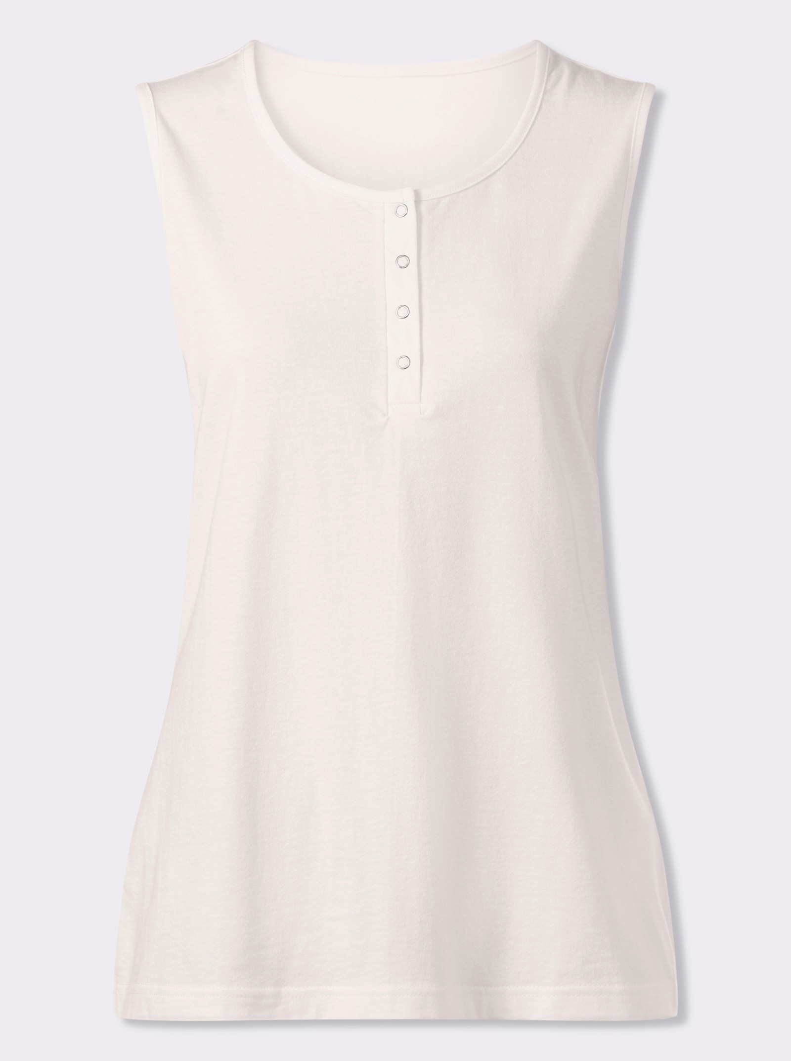 Shirttop met korte drukknoopsluiting - ecru