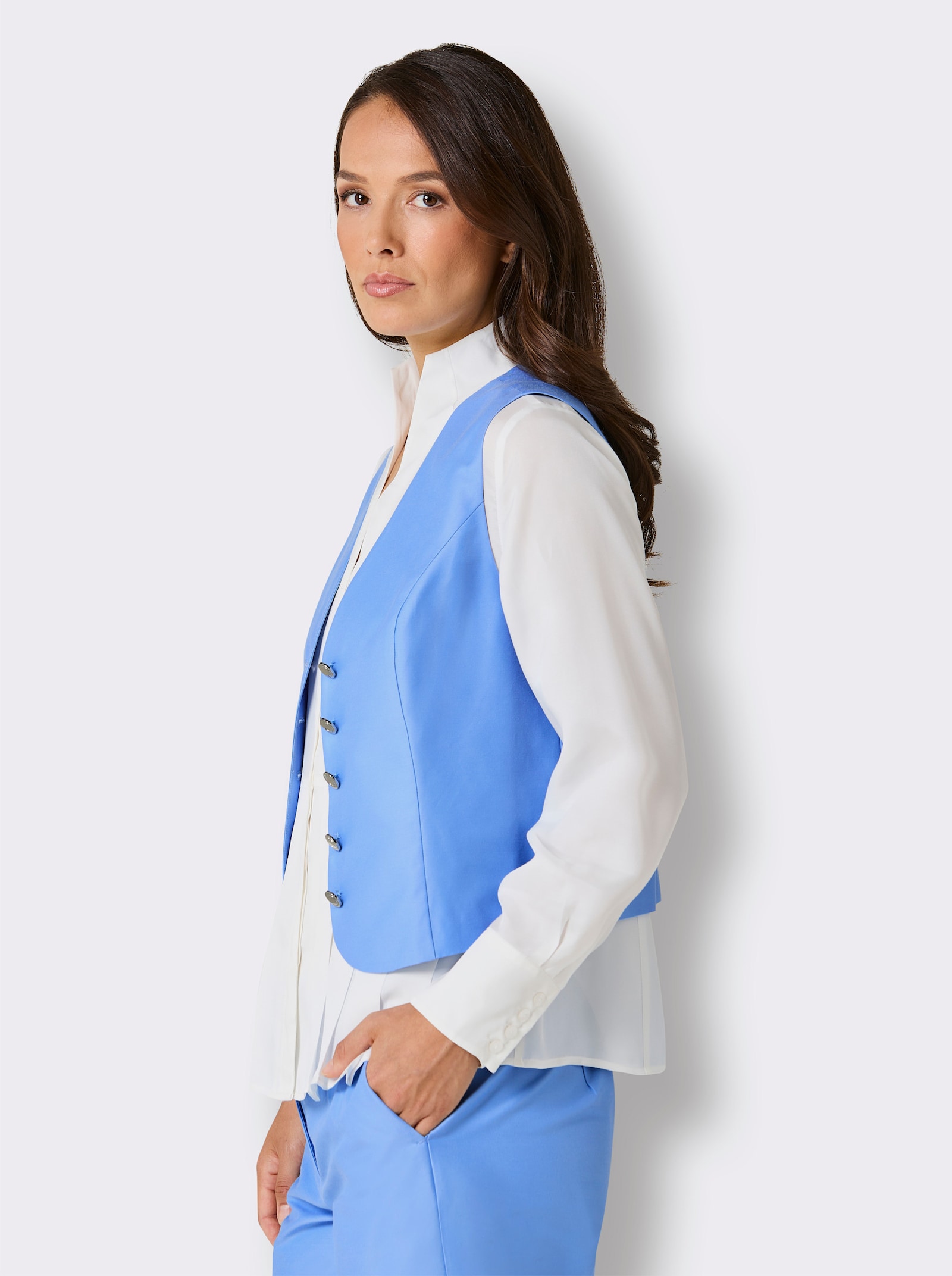 CREATION L PREMIUM Anzugweste mit edler Seide - himmelblau