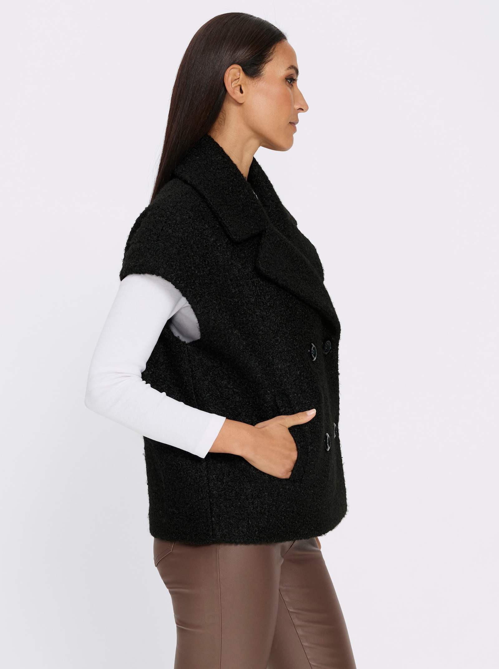 heine Weste mit Reverskragen - schwarz