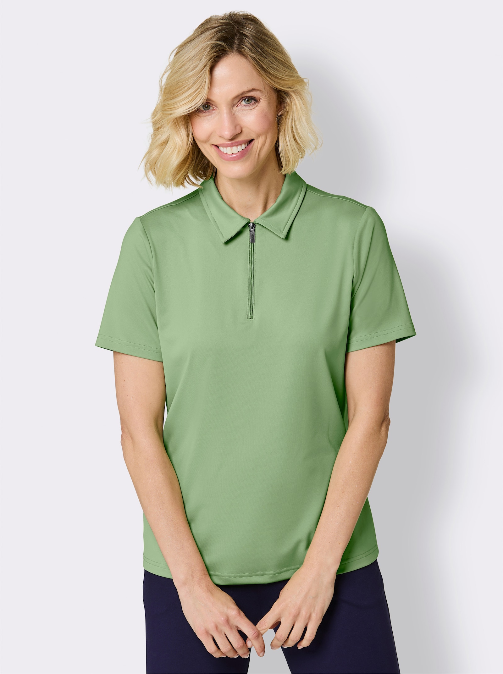 Funktionsshirt mit Reißverschluss - eucalyptus