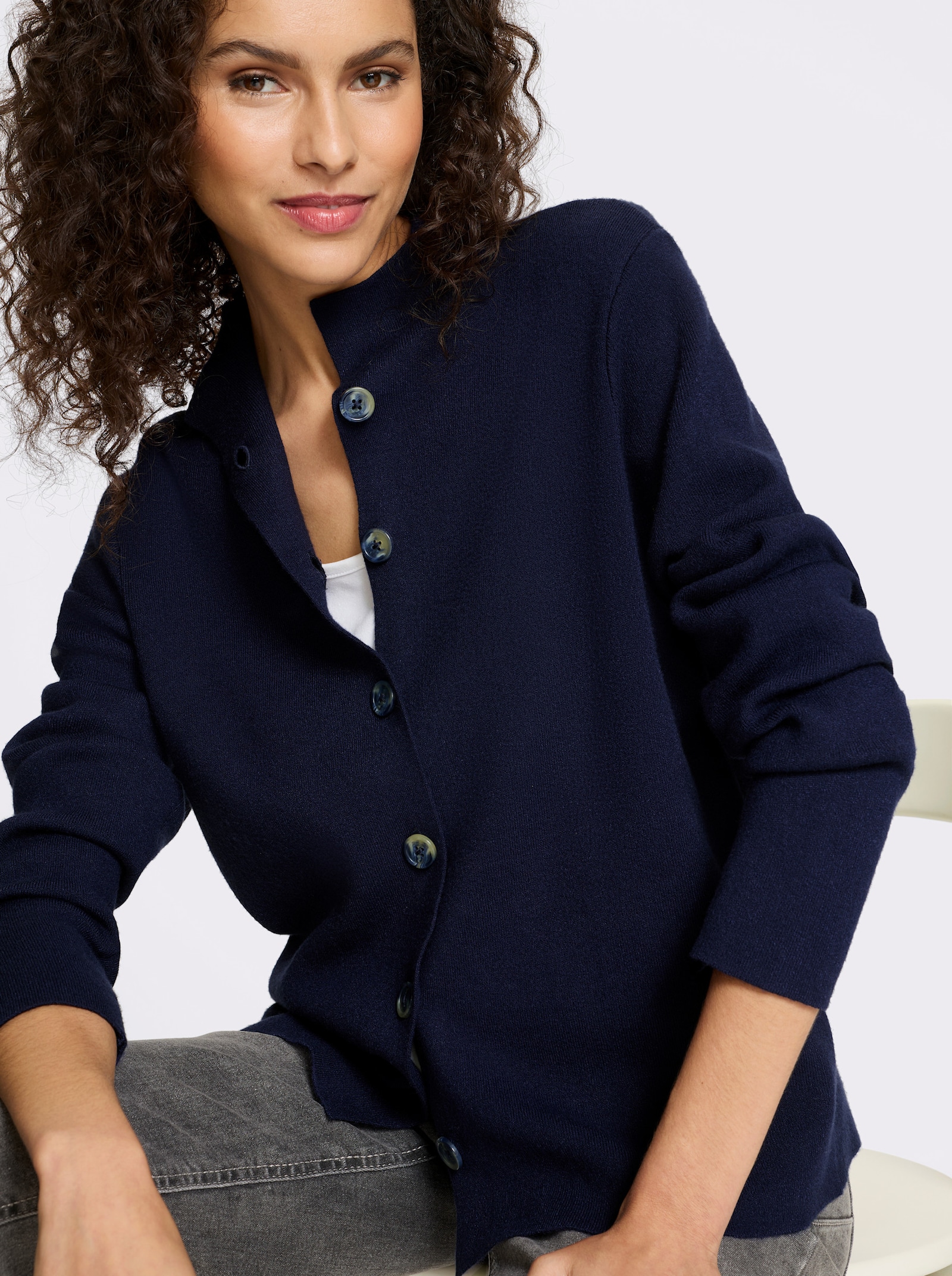 heine Cardigan mit Stehkragen - marine