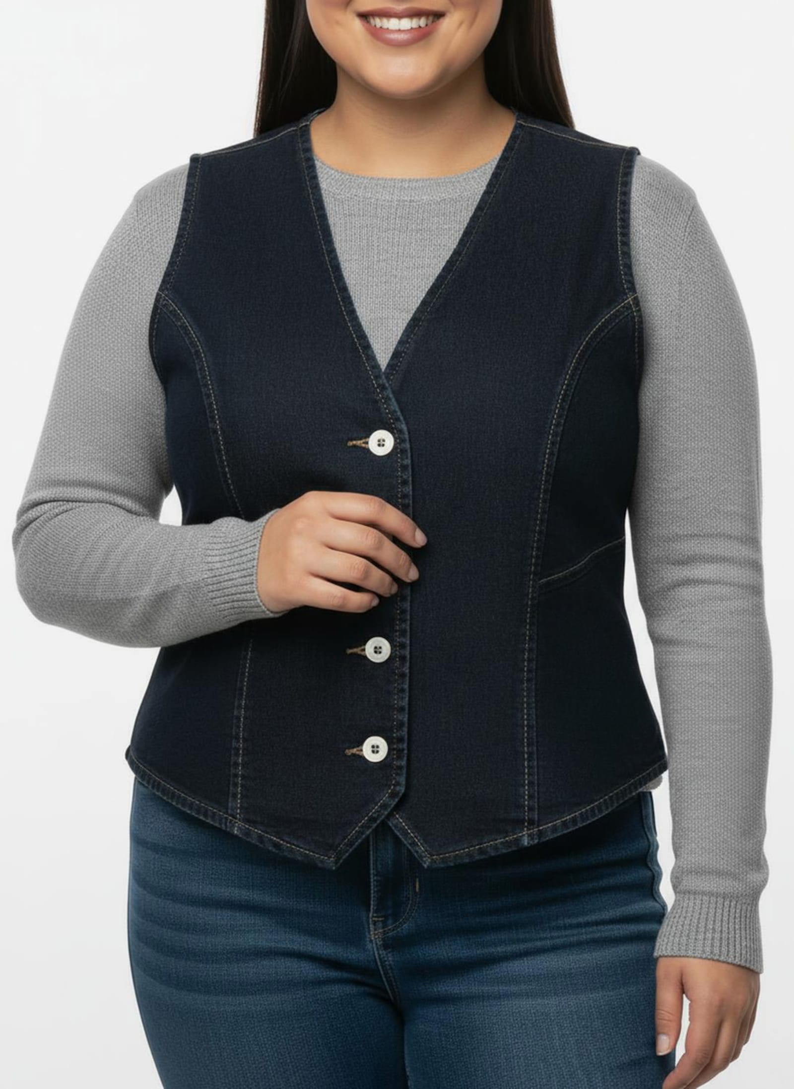 Jeansweste mit tailliertem Schnitt - dark blue