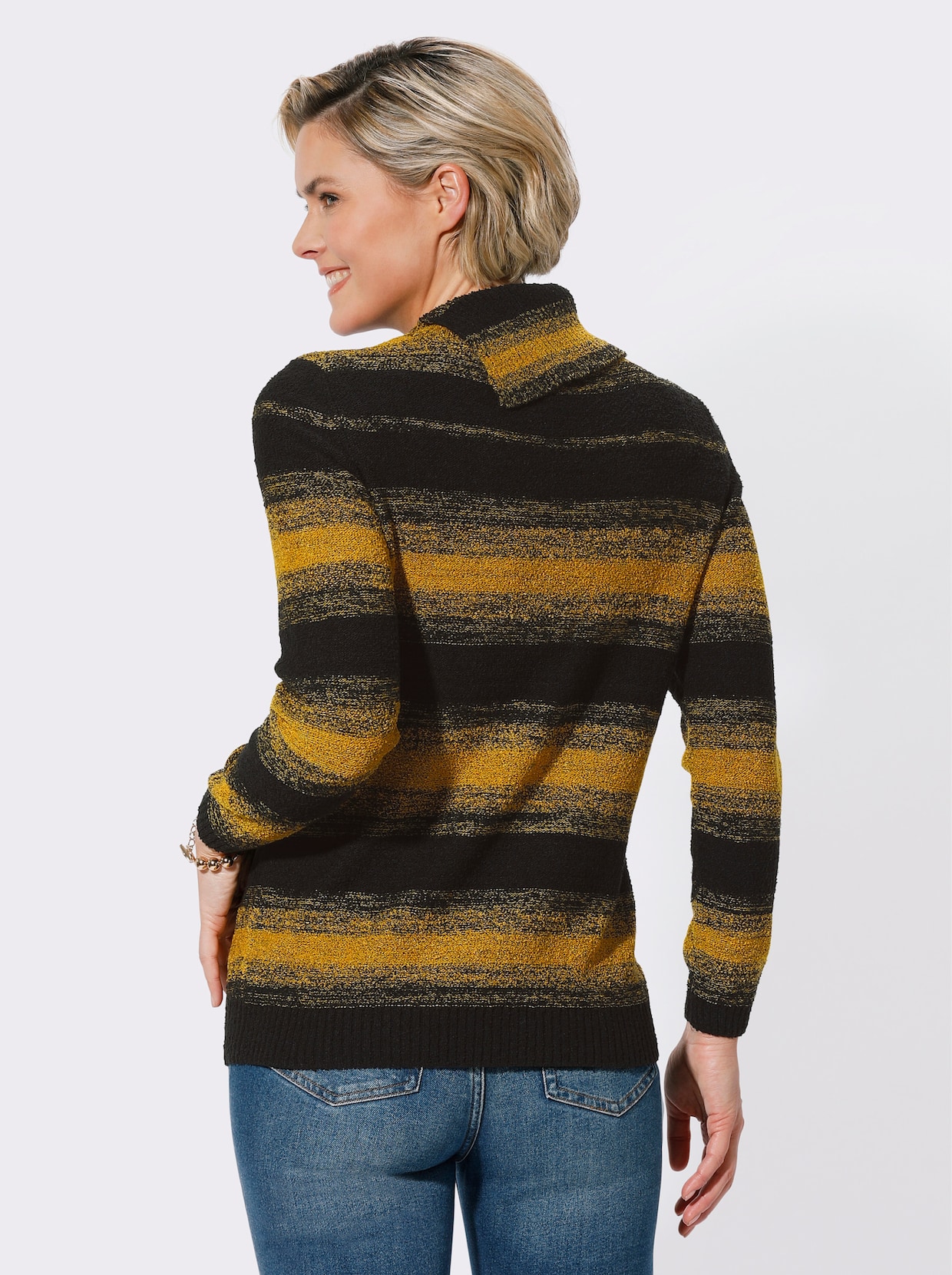 Pullover - oker/zwart gestreept