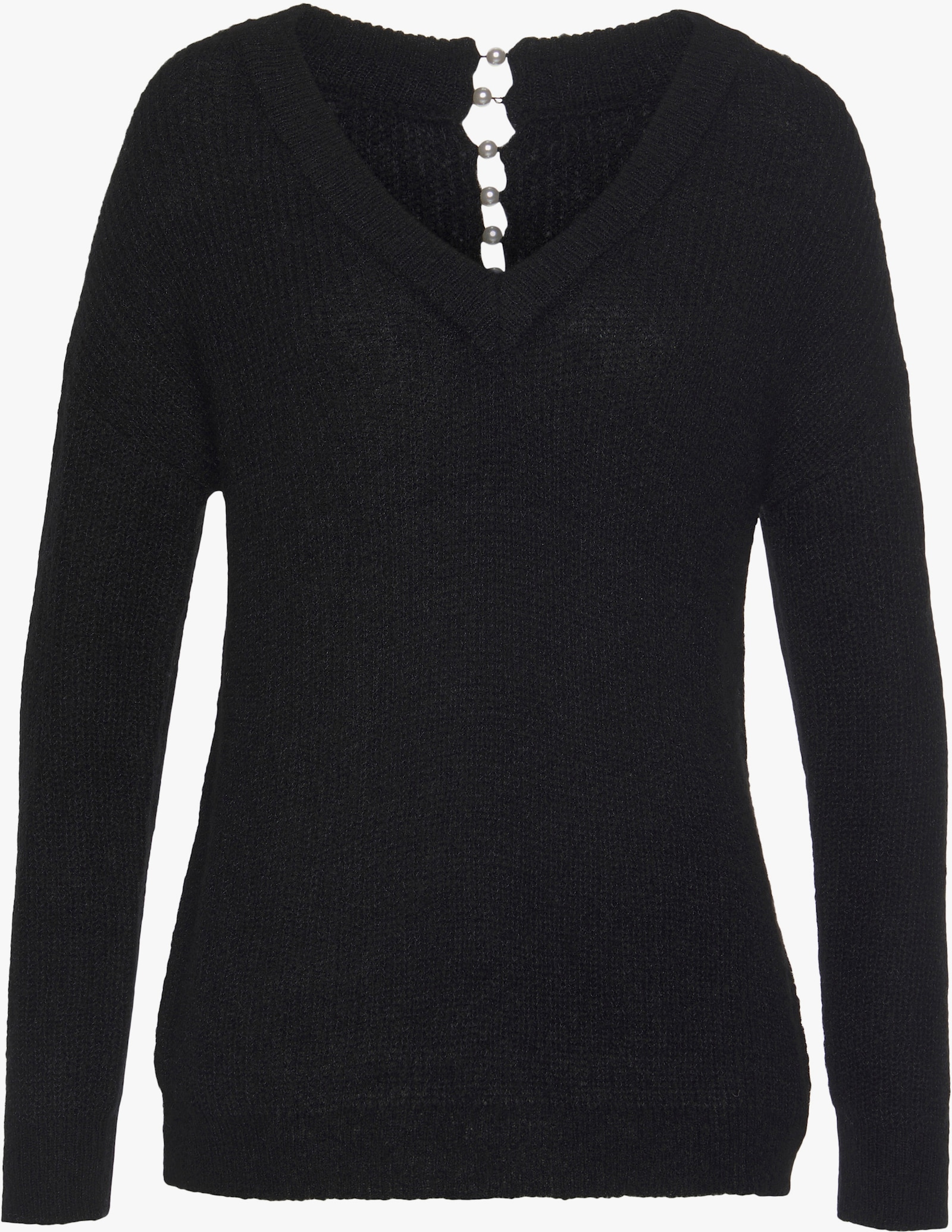 LASCANA V-Ausschnitt-Pullover - schwarz