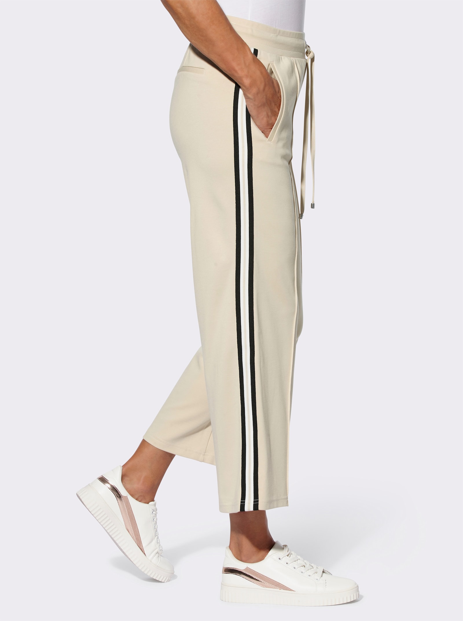 Jerseyhose mit Galonstreifen - sand