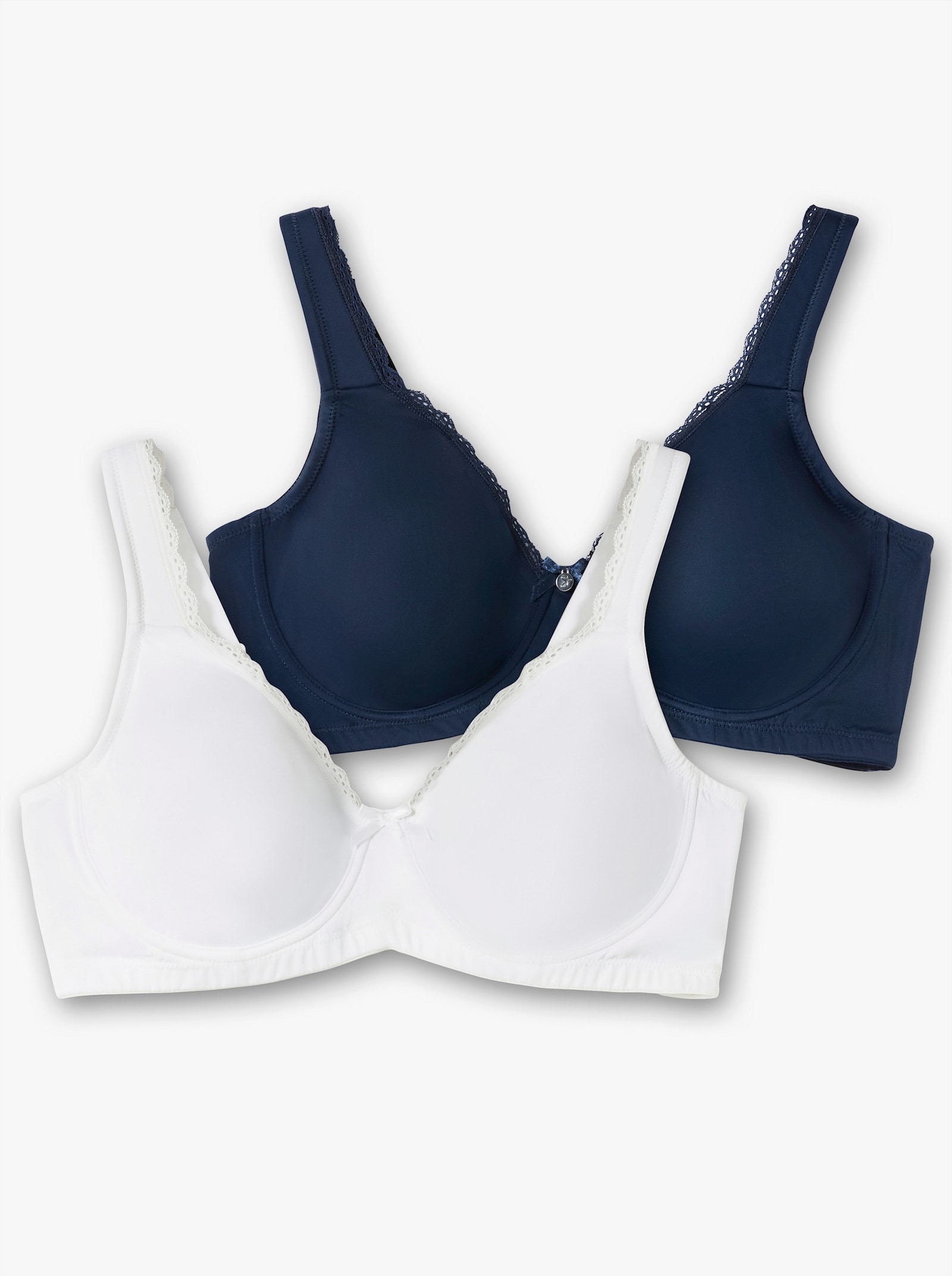 sheego Beugelbeha in set van 2 - marine en wit