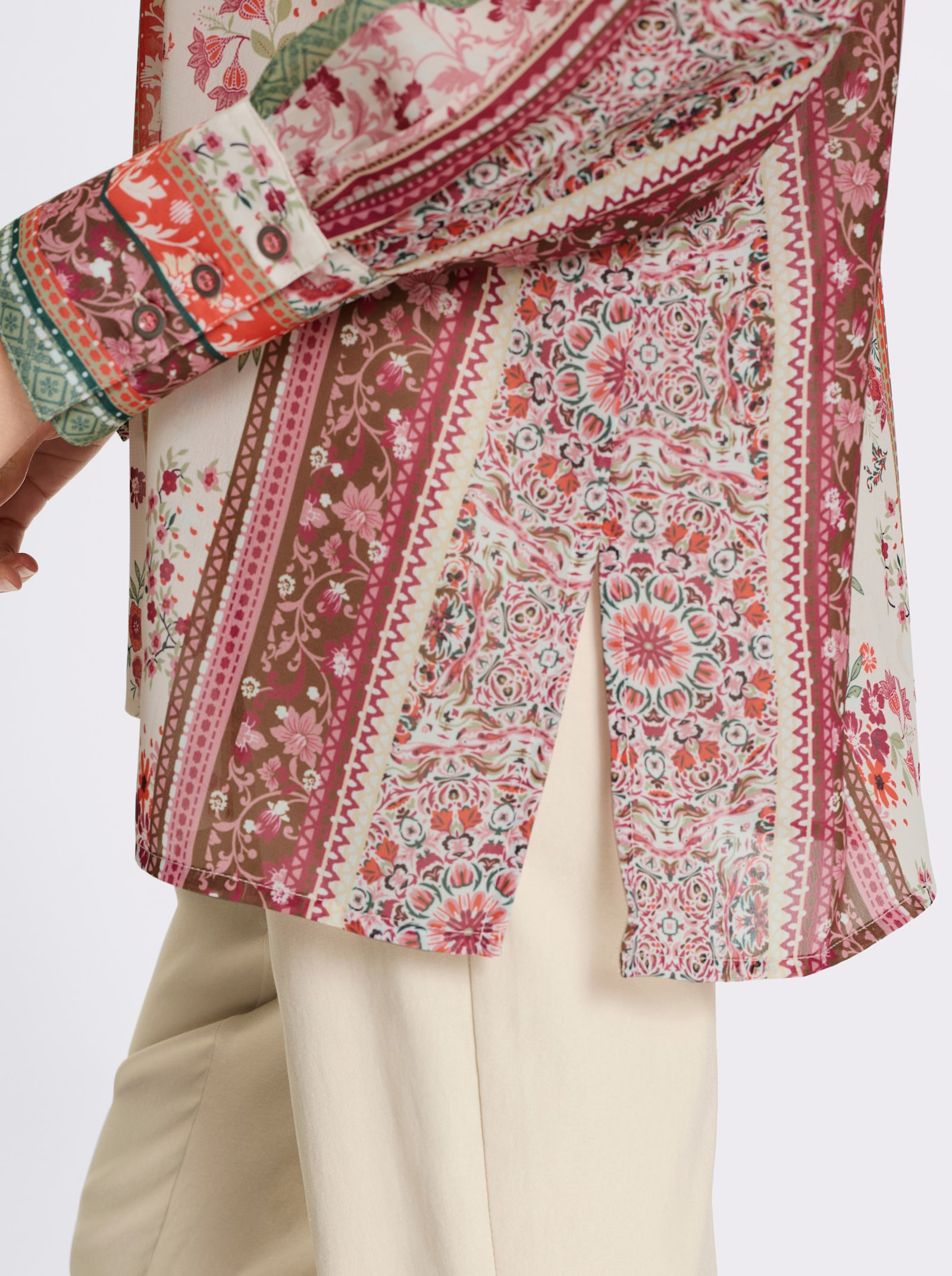 heine Hemdbluse mit Floral-Print - ecru-erdbeere-bedruckt