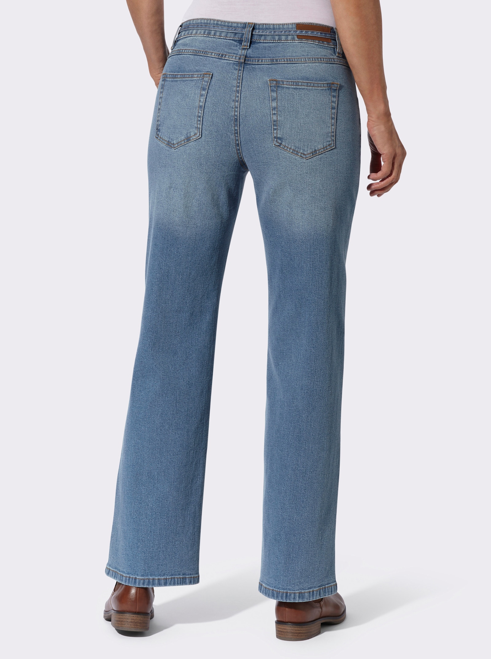  Jeans mit Bindegürtel - blue-bleached