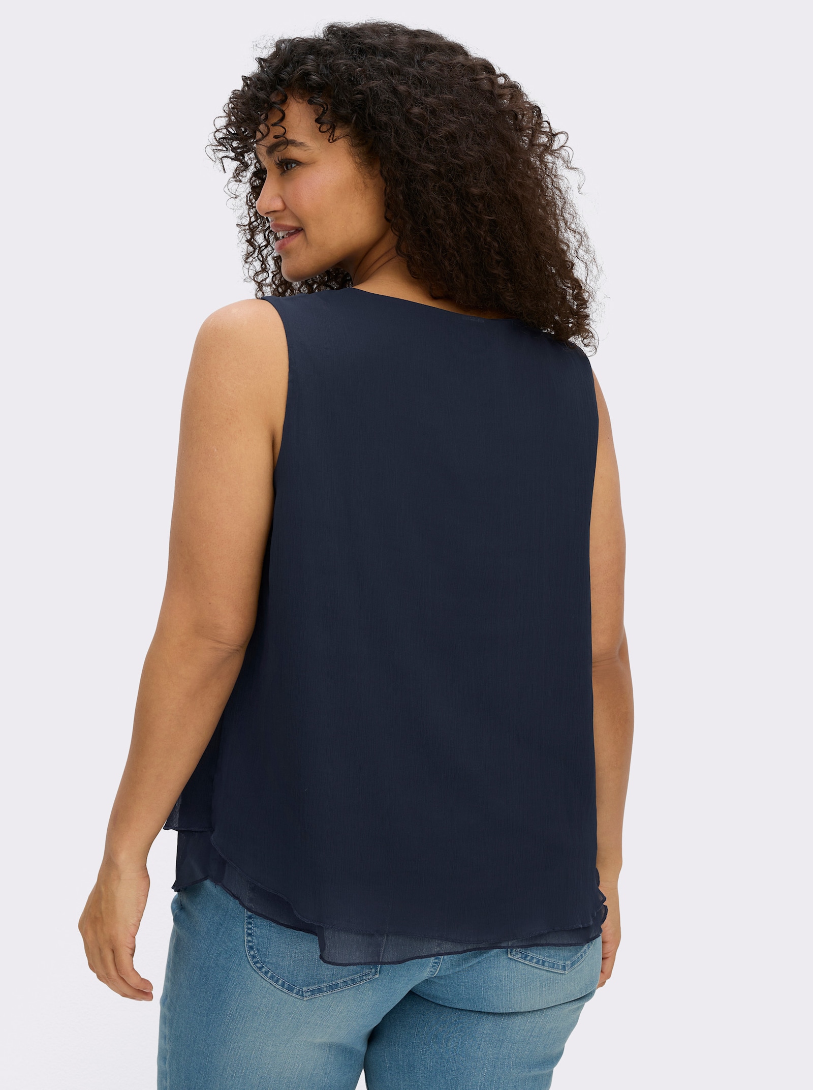 Blusentop in Crêpe-Qualität - marine