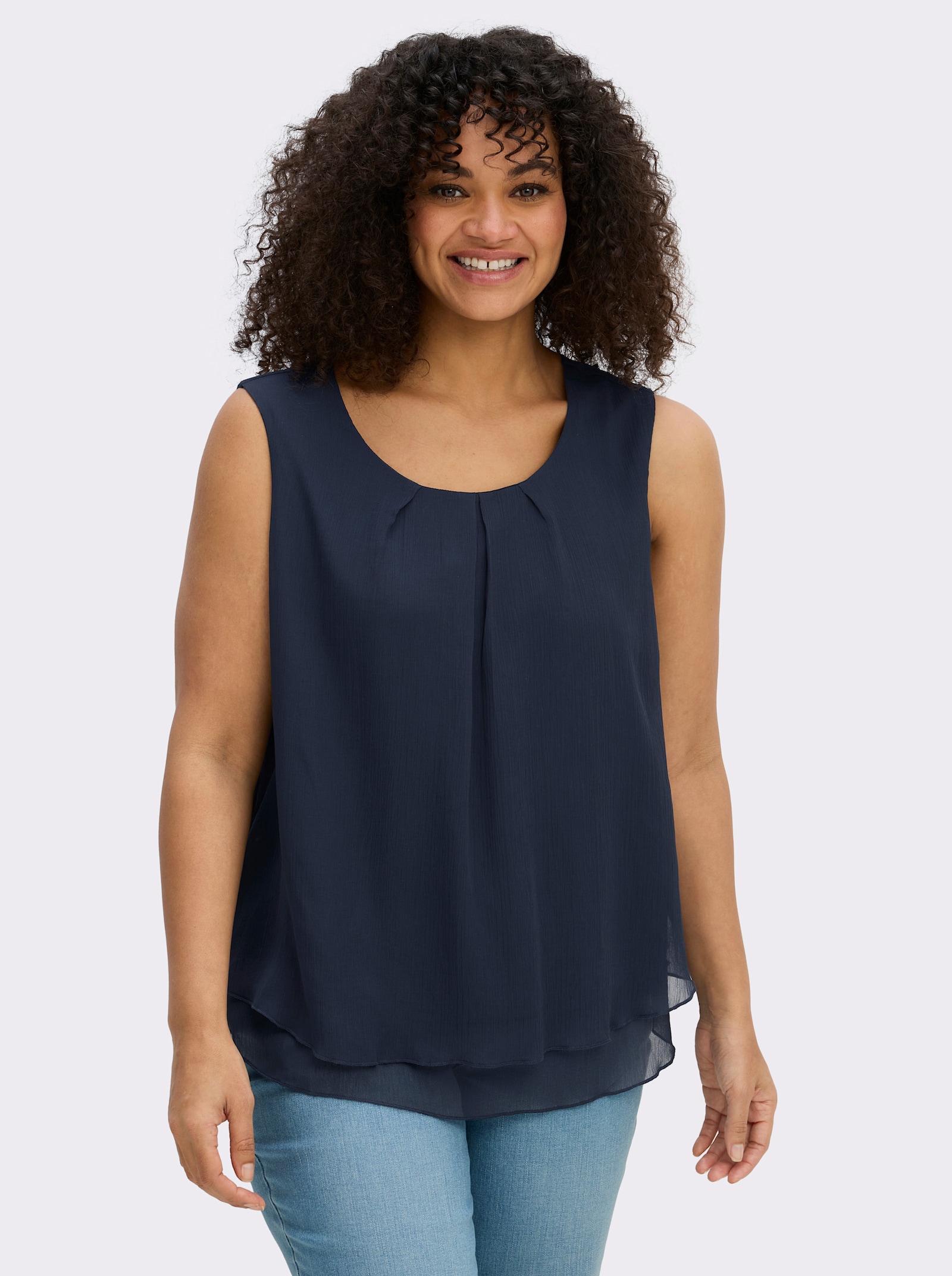 Blusentop in Crêpe-Qualität - marine