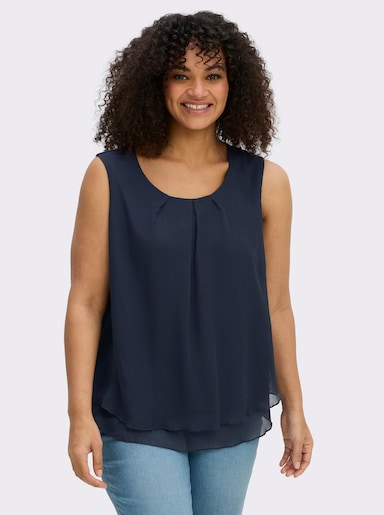 Blusentop in Crêpe-Qualität - marine