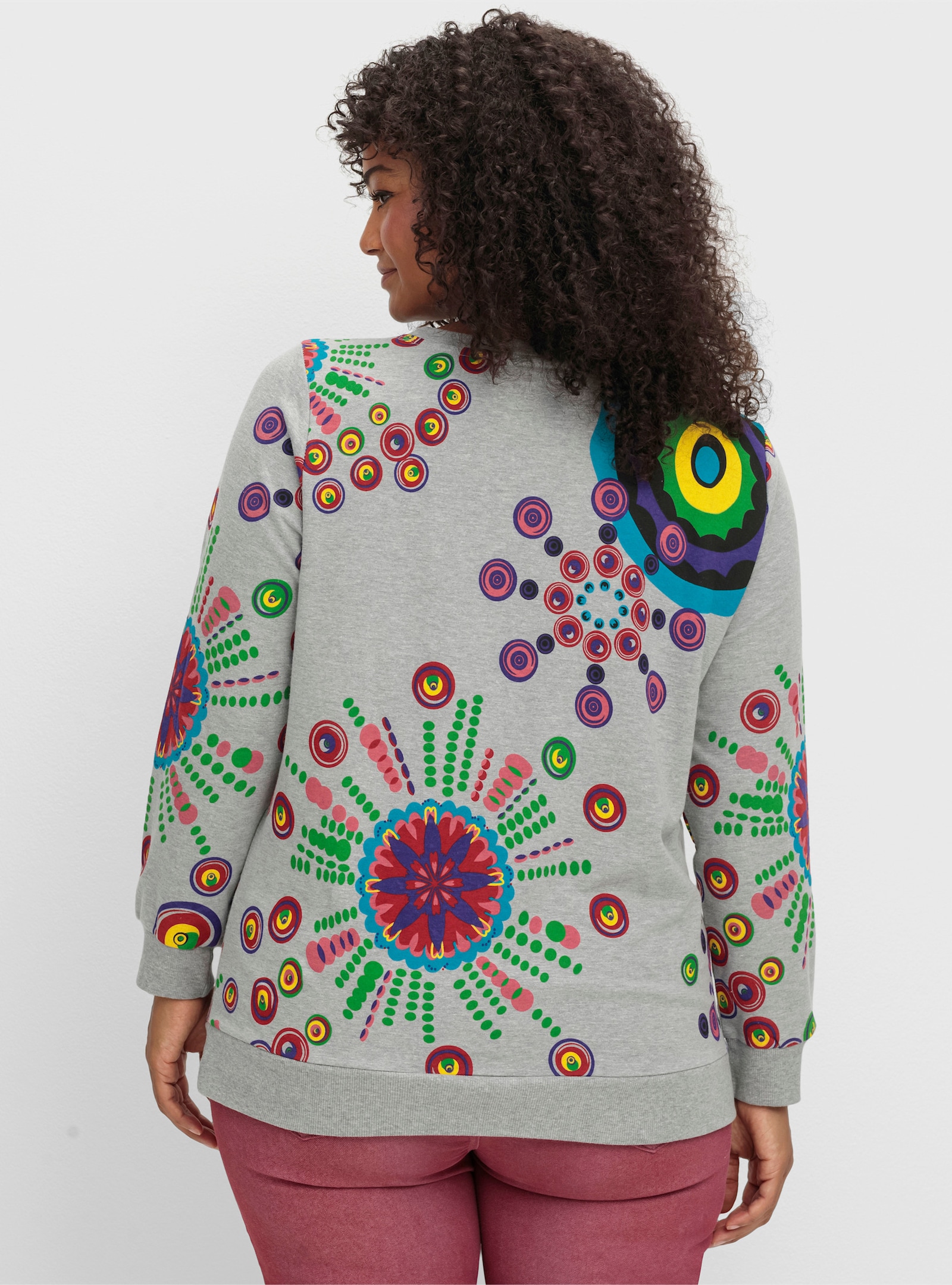 Sweatshirt mit grafischem Druck - grau-meliert bedruckt