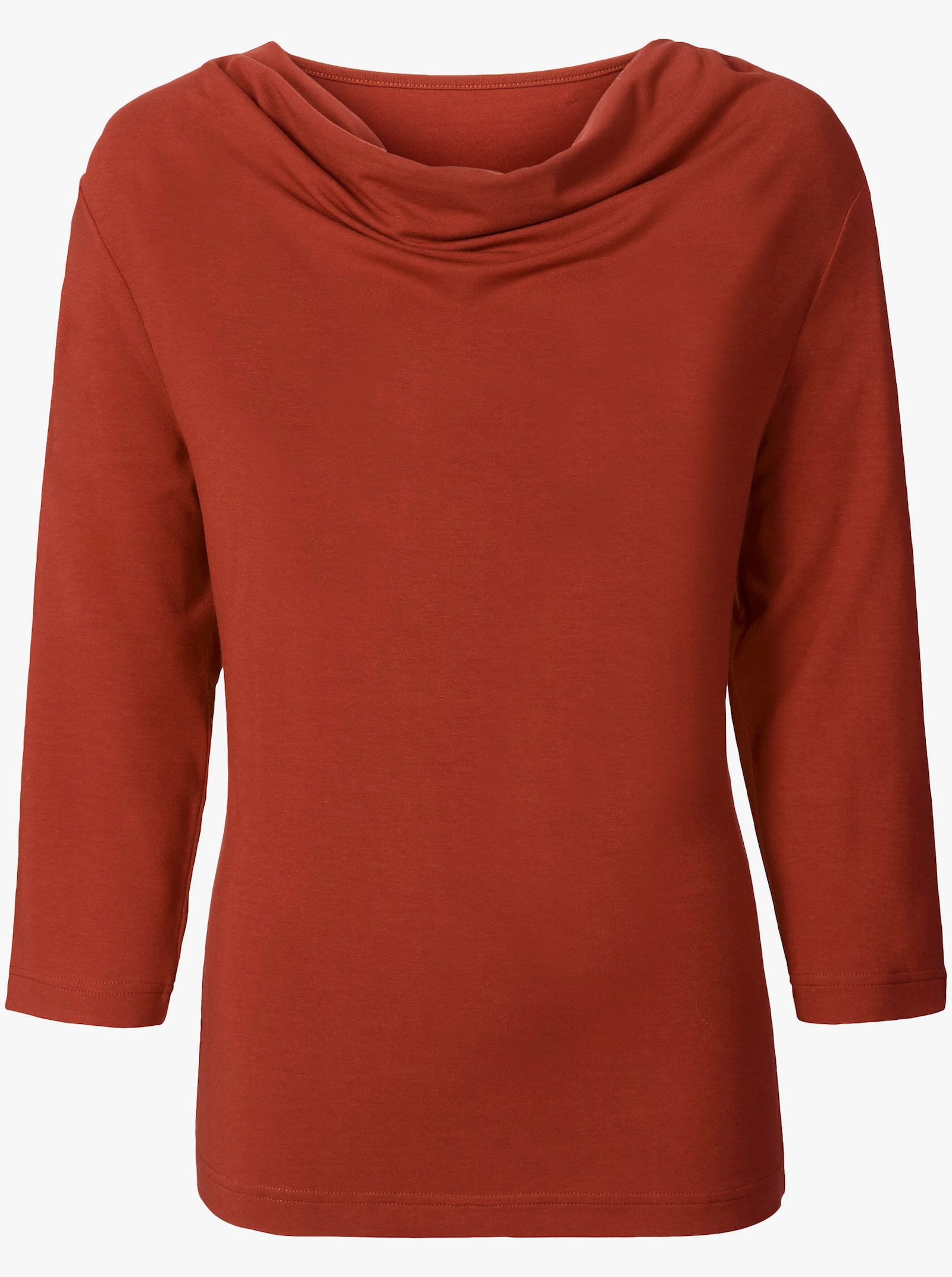 Wasserfallshirt mit 3/4-langen Ärmeln - zimt