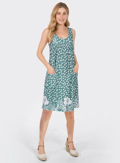 Freizeitkleid mit Tupfen-Muster - jade-gemustert
