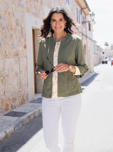 Blusenblazer mit sorgfältiger Innenverarbeitung - khaki