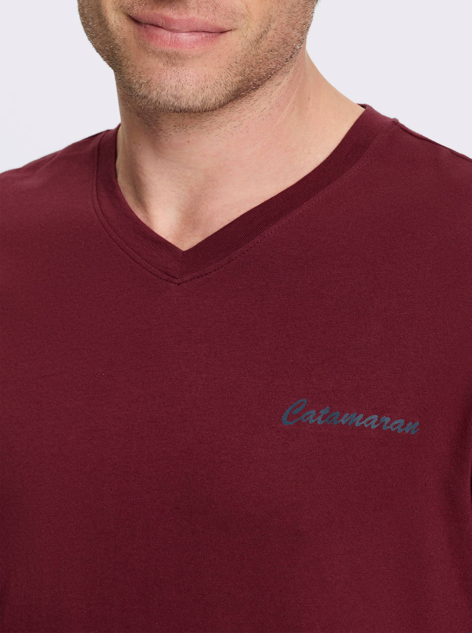 Catamaran Langarmshirt - rauchblau + bordeaux