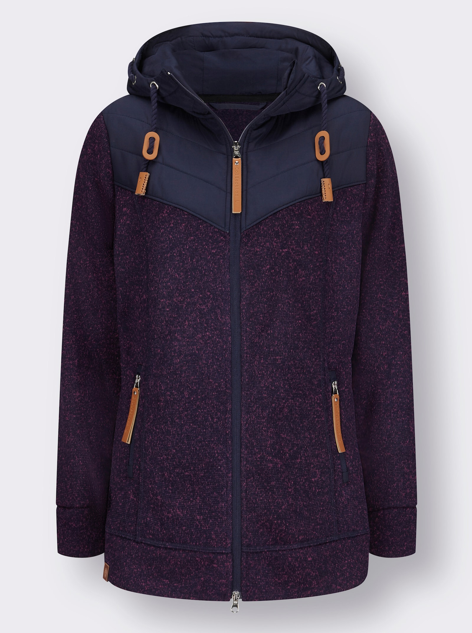 Fleecejacke im Material-Mix - erika-marine-meliert