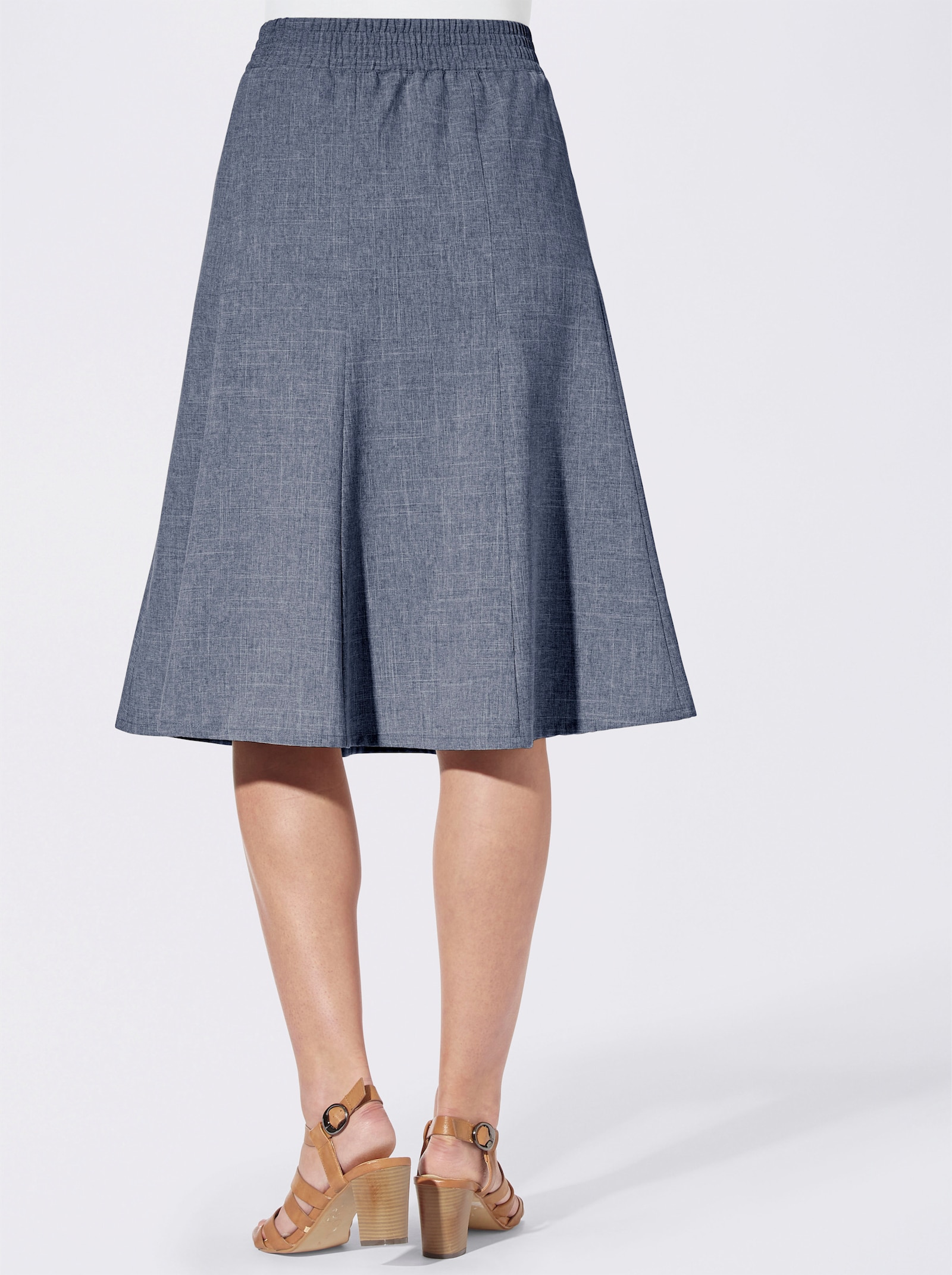 Godetrock in Leinen-Optik - jeansblau