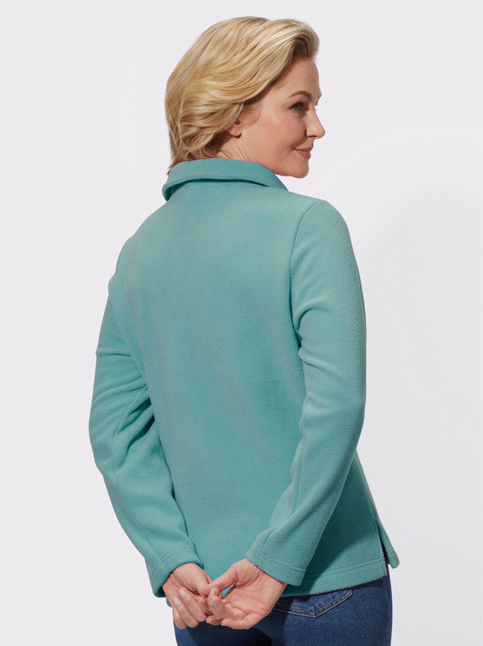 Fleeceshirt mit Stickerei - salbei