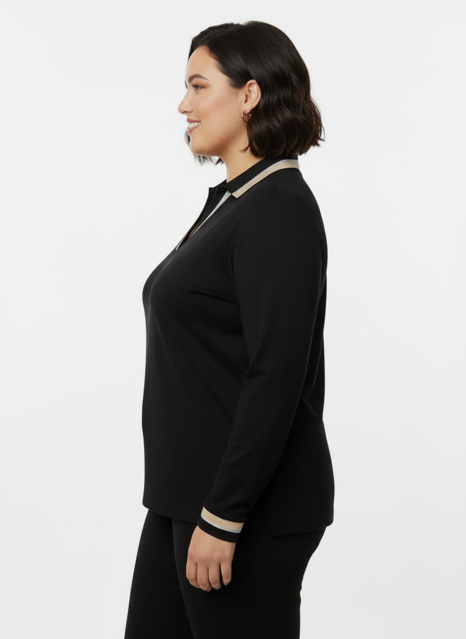 Poloshirt mit Kontrast-Akzenten - schwarz-sand-gemustert