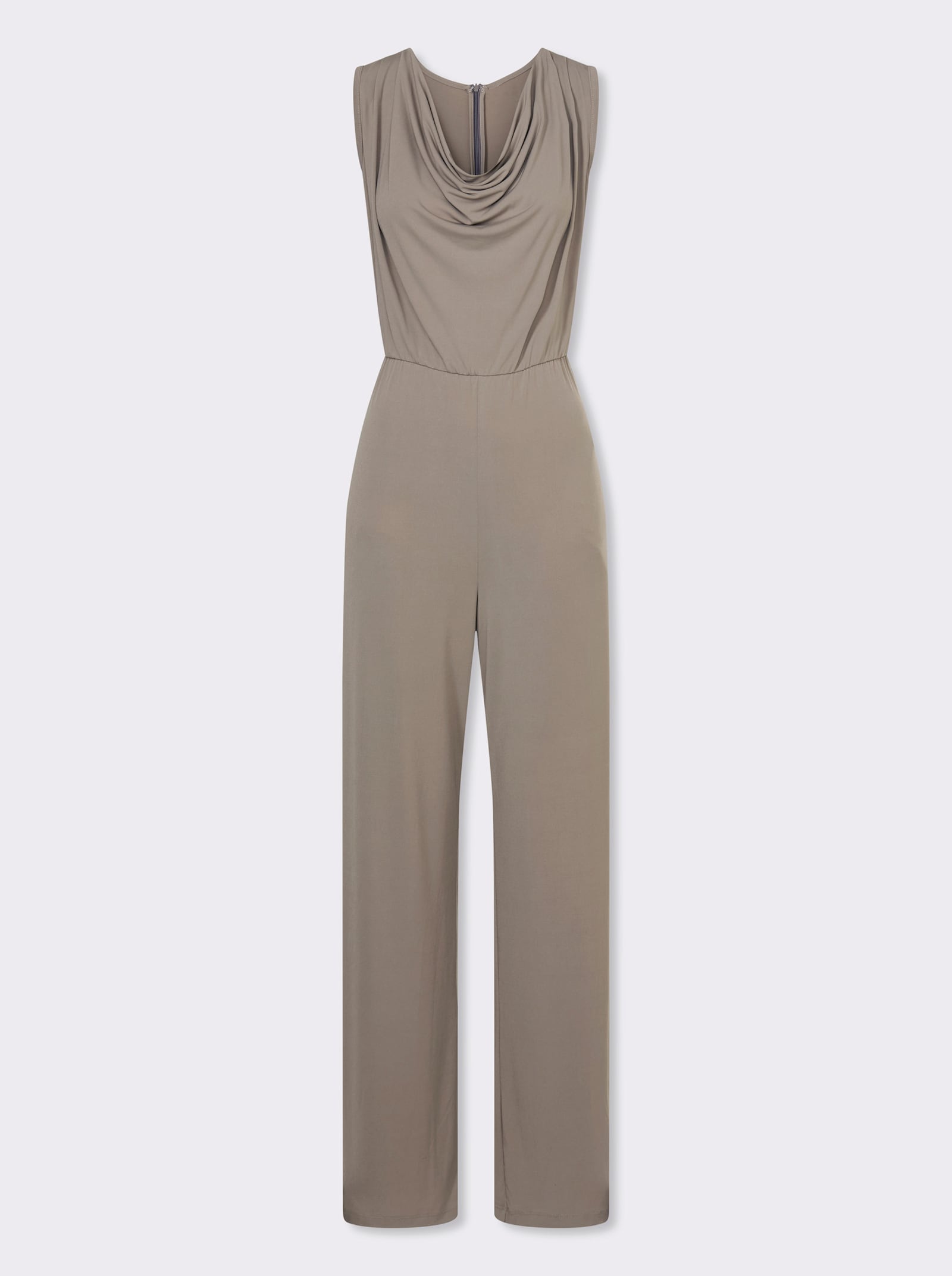 heine Jumpsuit mit Wasserfall-Ausschnitt - sesam