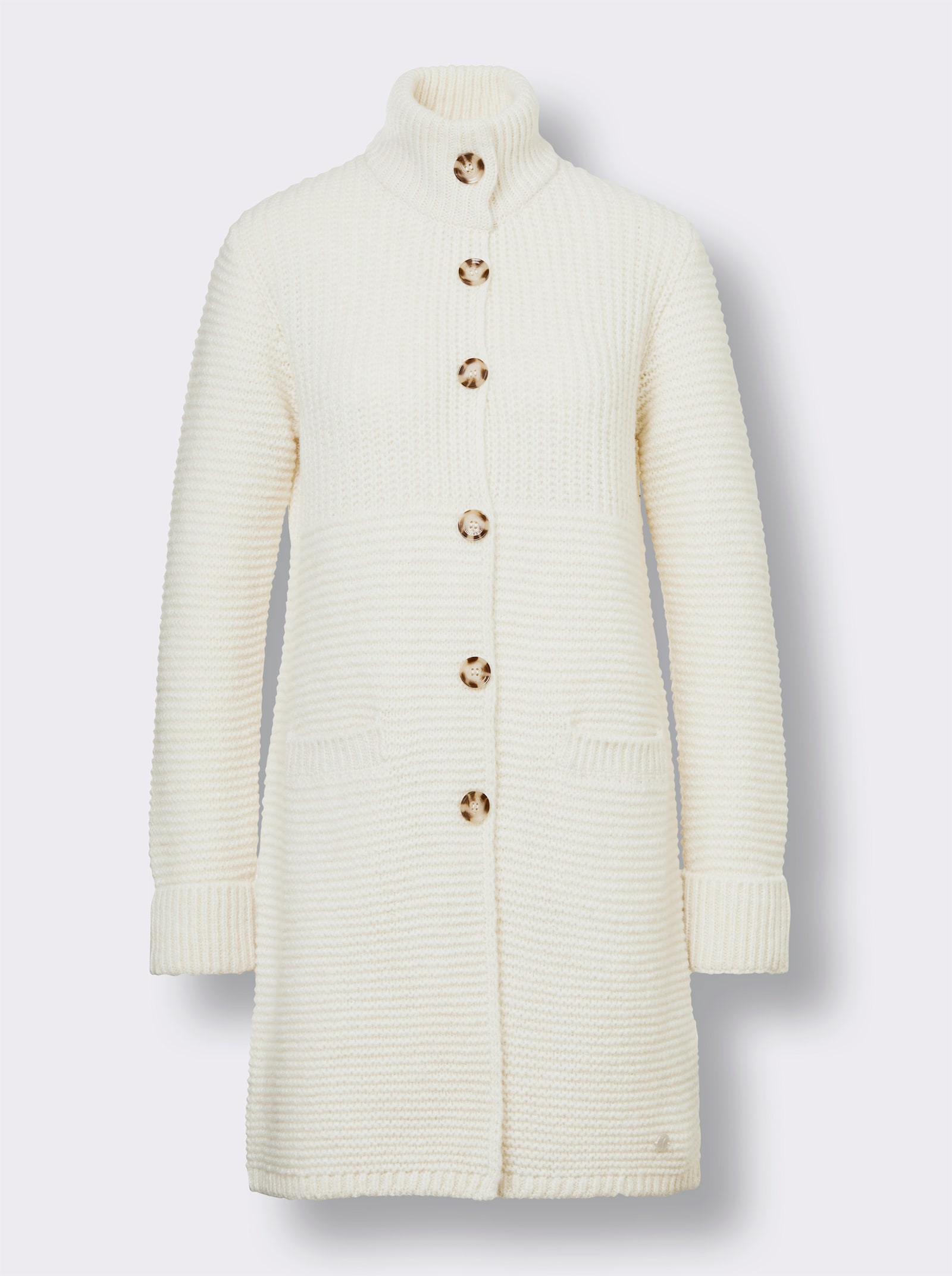 CREATION L PREMIUM Longstrickjacke mit Knöpfen in Horn-Optik - ecru