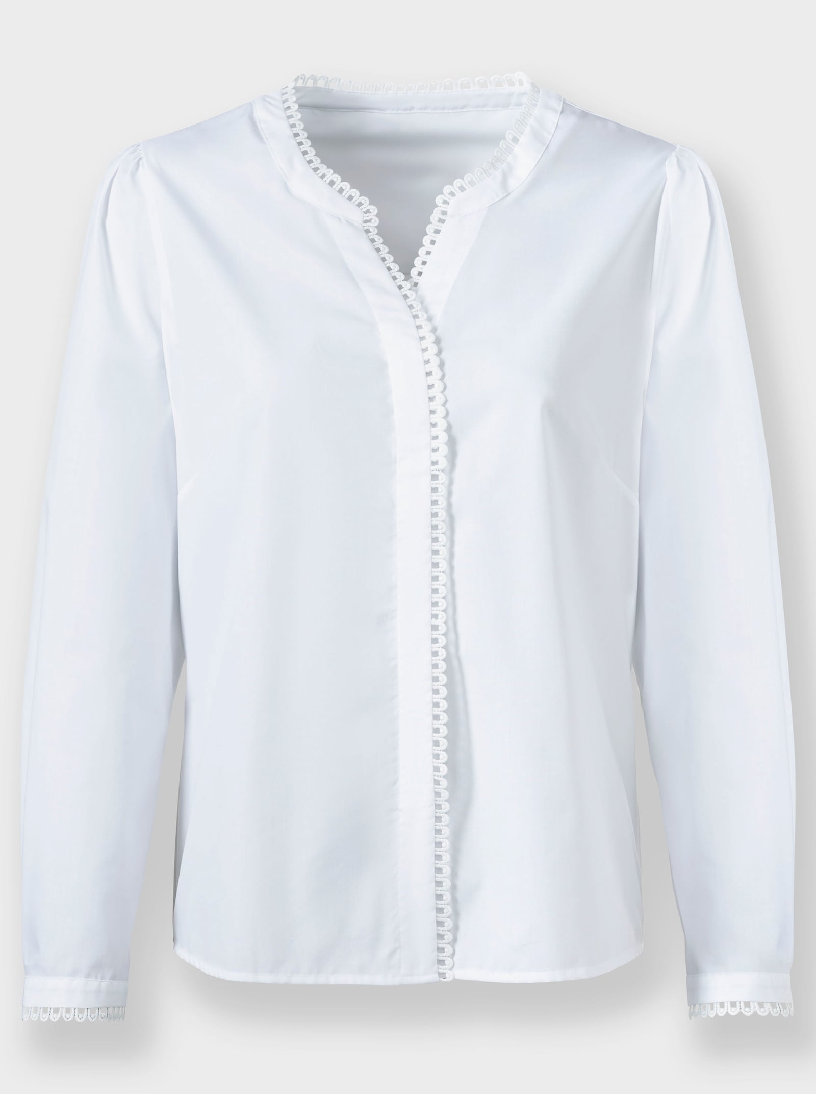 Blouse met lange mouwen en blinde knoopsluiting - ecru