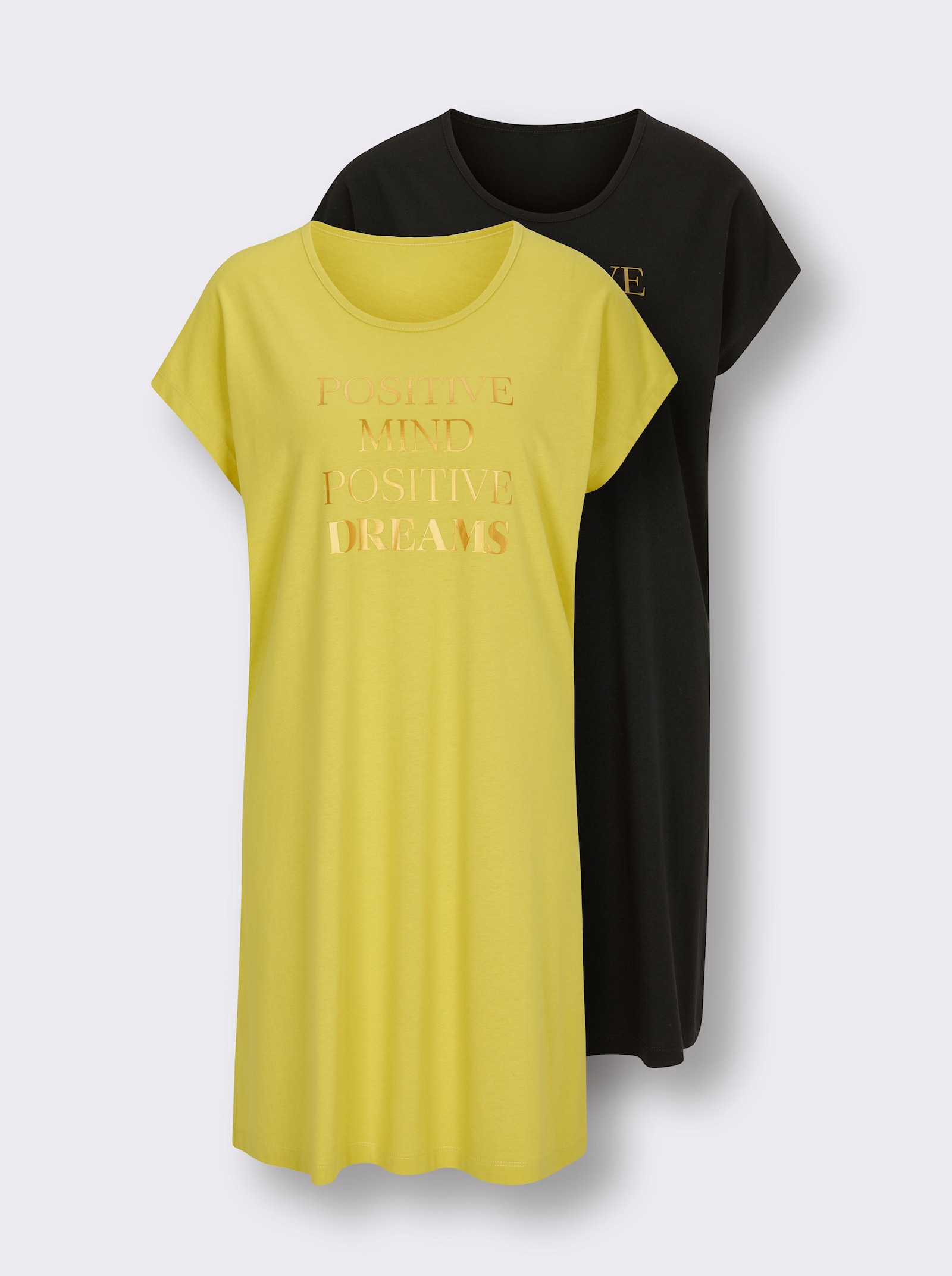 wäschepur Sleepshirts - schwarz + limone