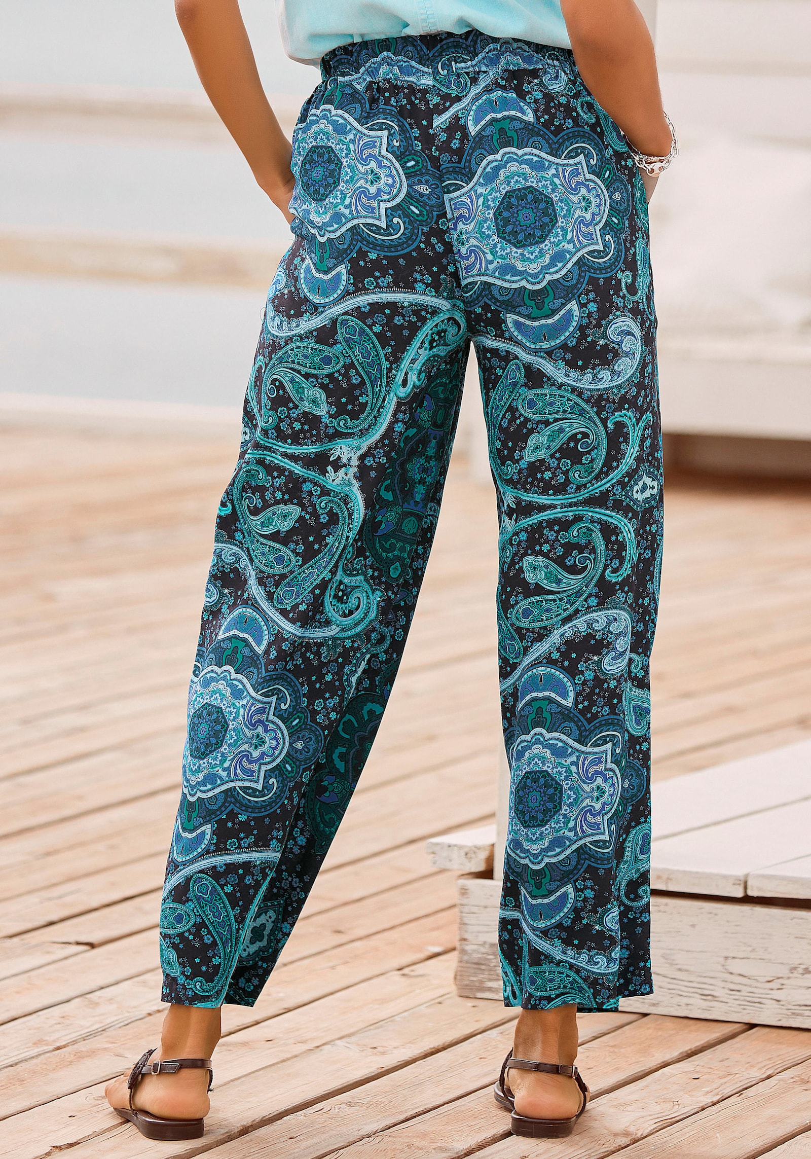 Vivance Palazzohose - blau-bedruckt