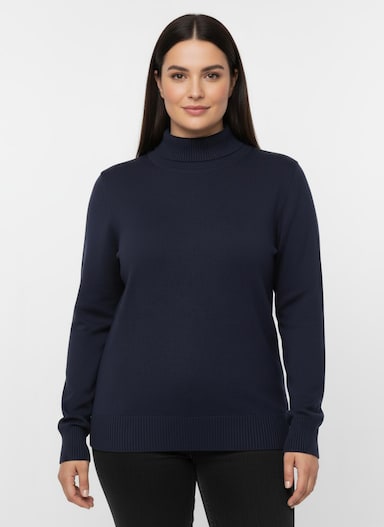 Rollkragenpullover aus Feinstrick - marine